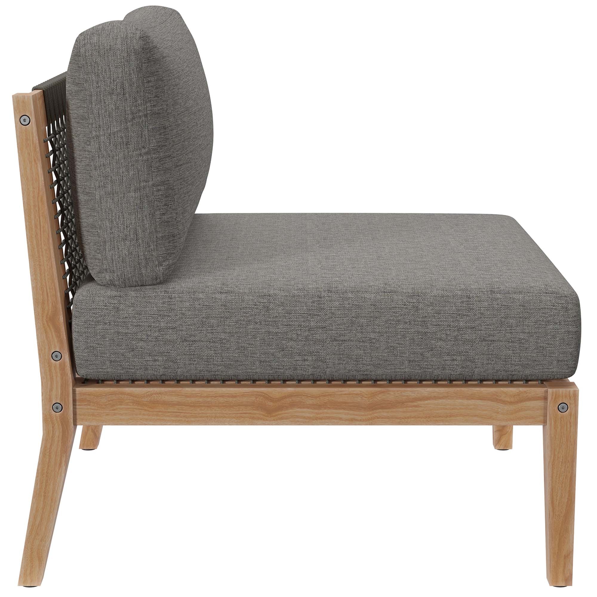 Clearwater Outdoor Patio Teak Wood Armless Chair, Gray Graphite