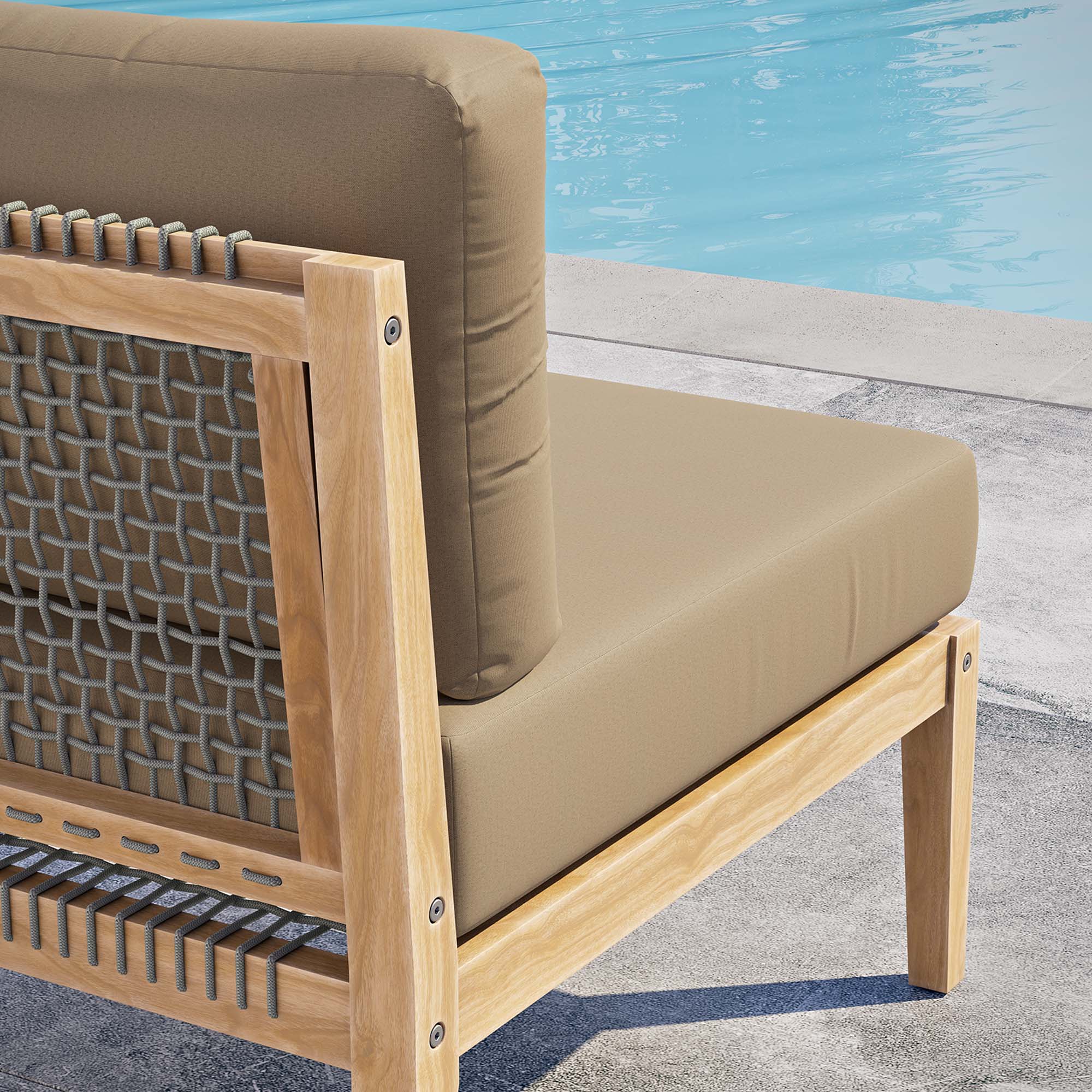 Clearwater Outdoor Patio Teak Wood Armless Chair, Gray Light Brown