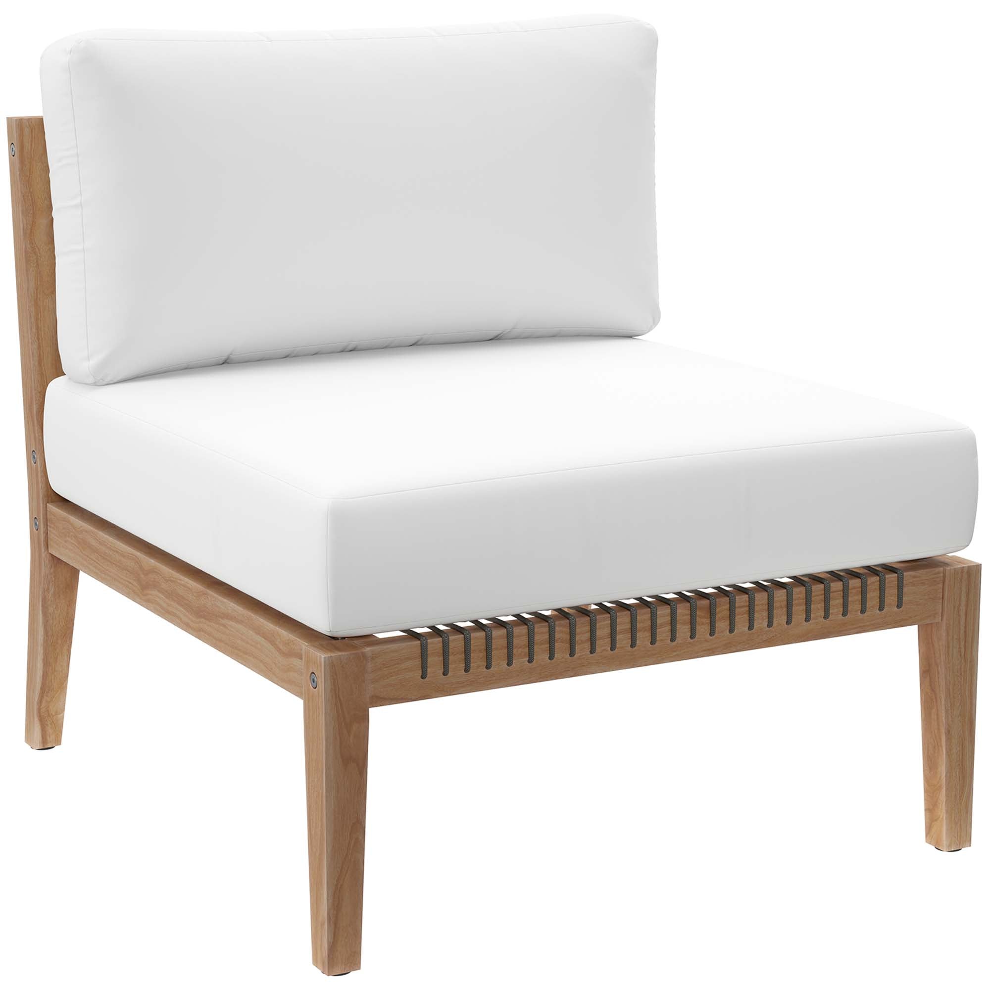 Clearwater Outdoor Patio Teak Wood Armless Chair, Gray White