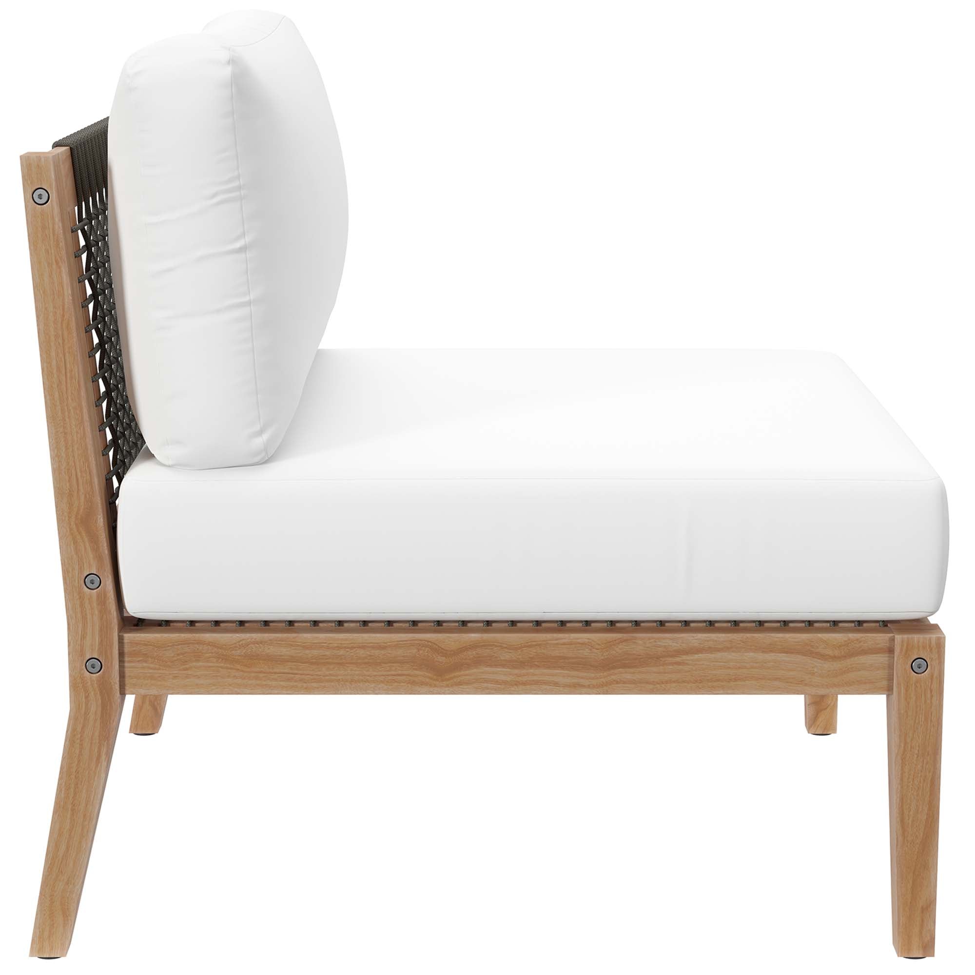 Clearwater Outdoor Patio Teak Wood Armless Chair, Gray White