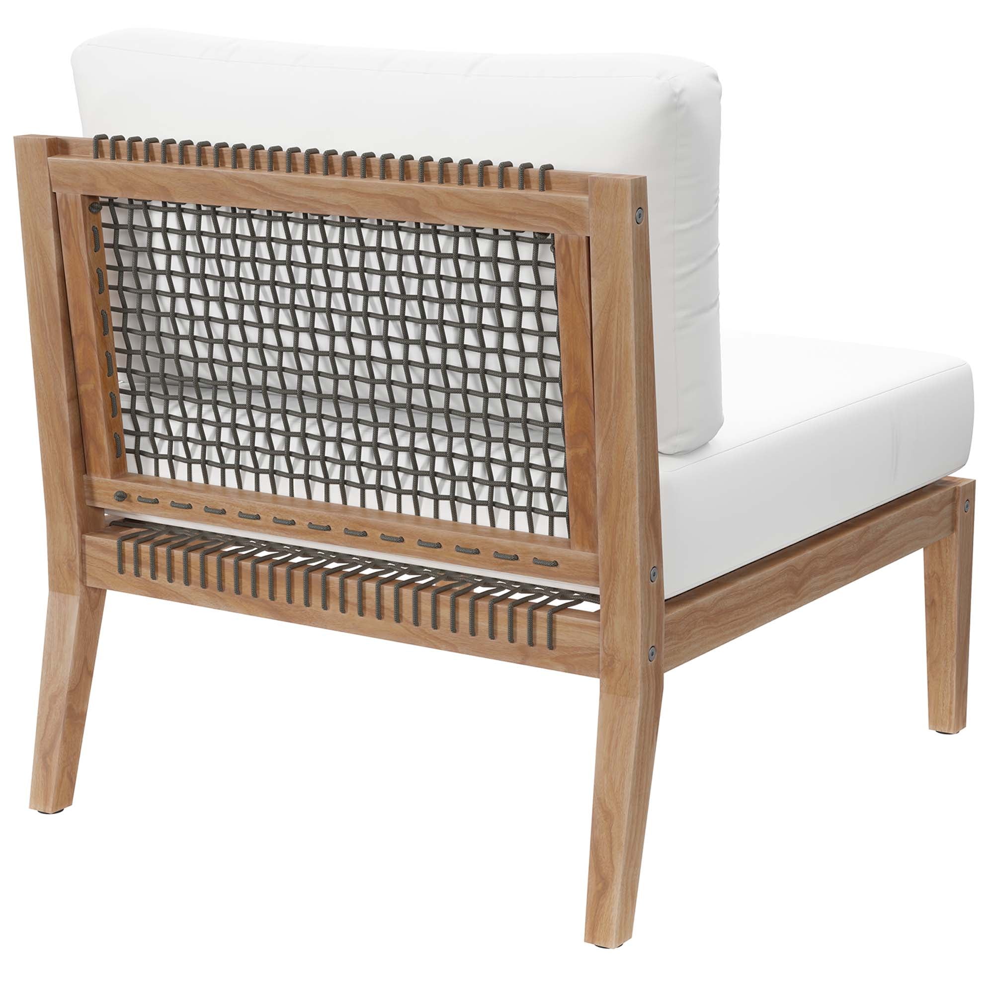 Clearwater Outdoor Patio Teak Wood Armless Chair, Gray White