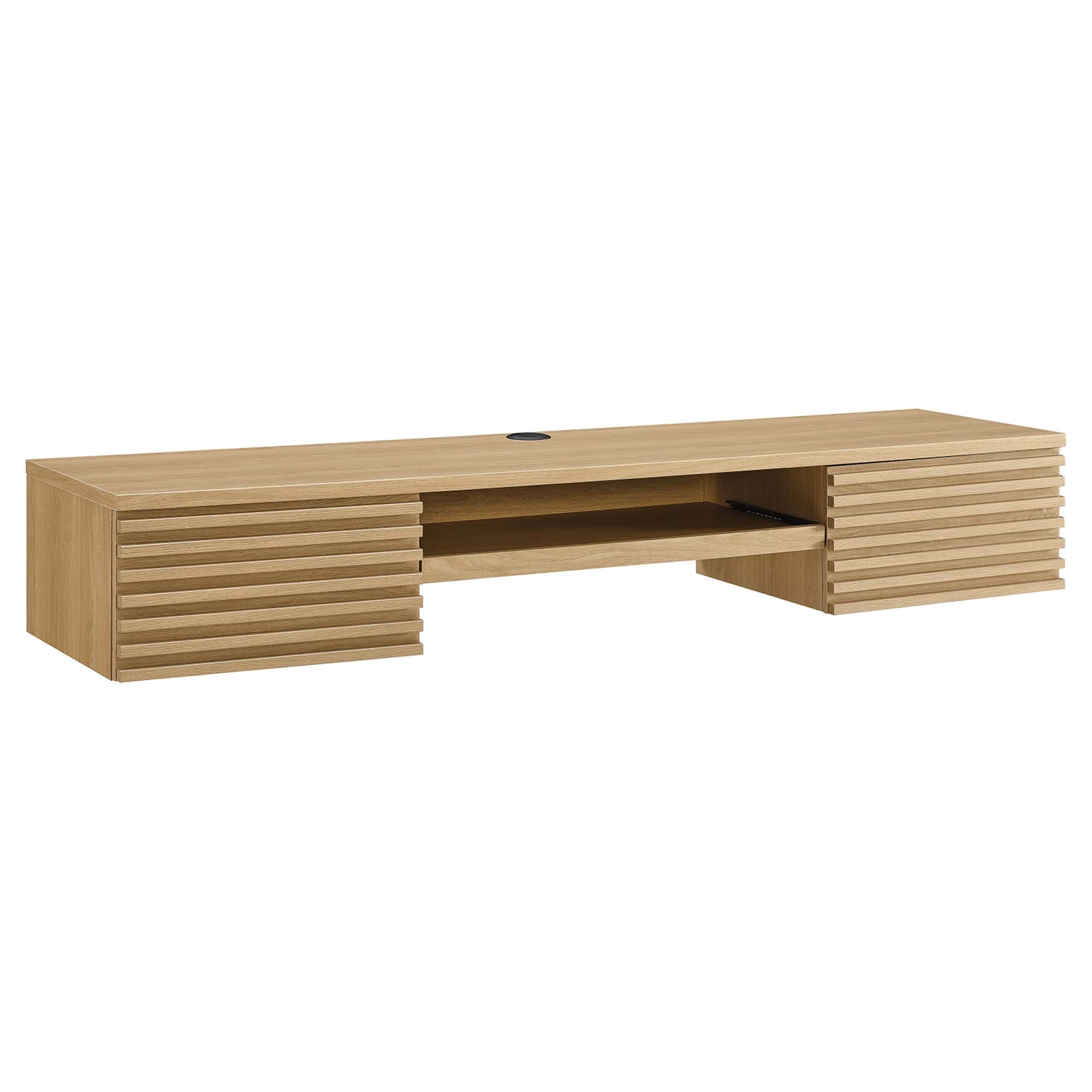 Render Wall Mount Wood Office Desk, Oak