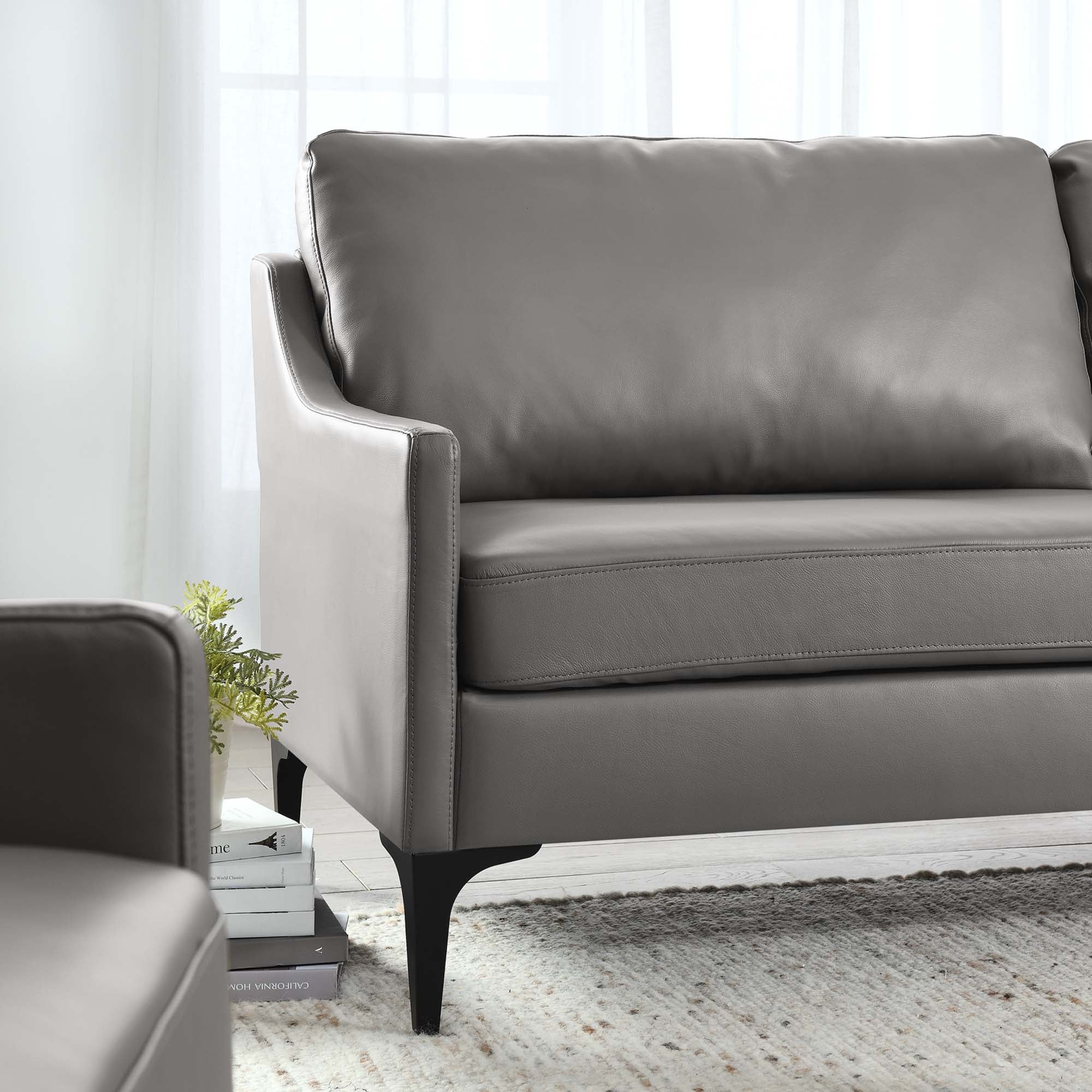 Corland Leather Sofa, Gray