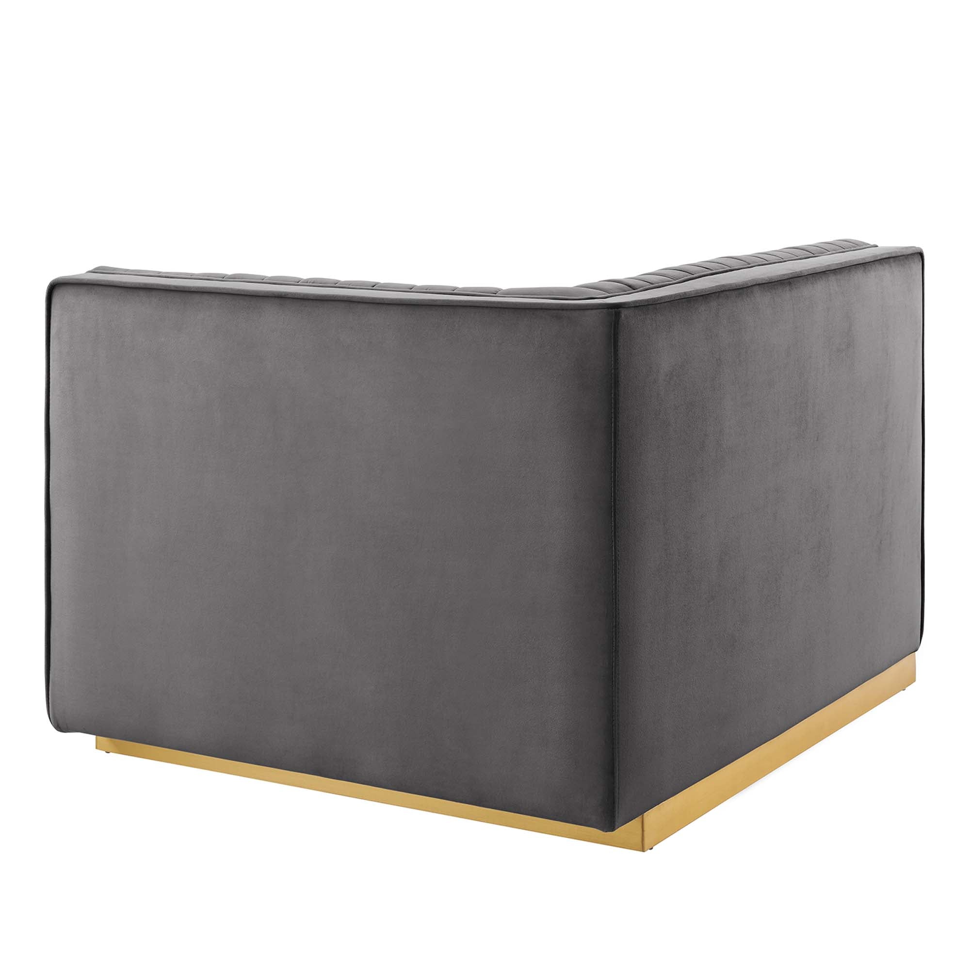 Sanguine Channel Tufted Performance Velvet Modular Sectional Sofa Right-Arm Chair, Gray