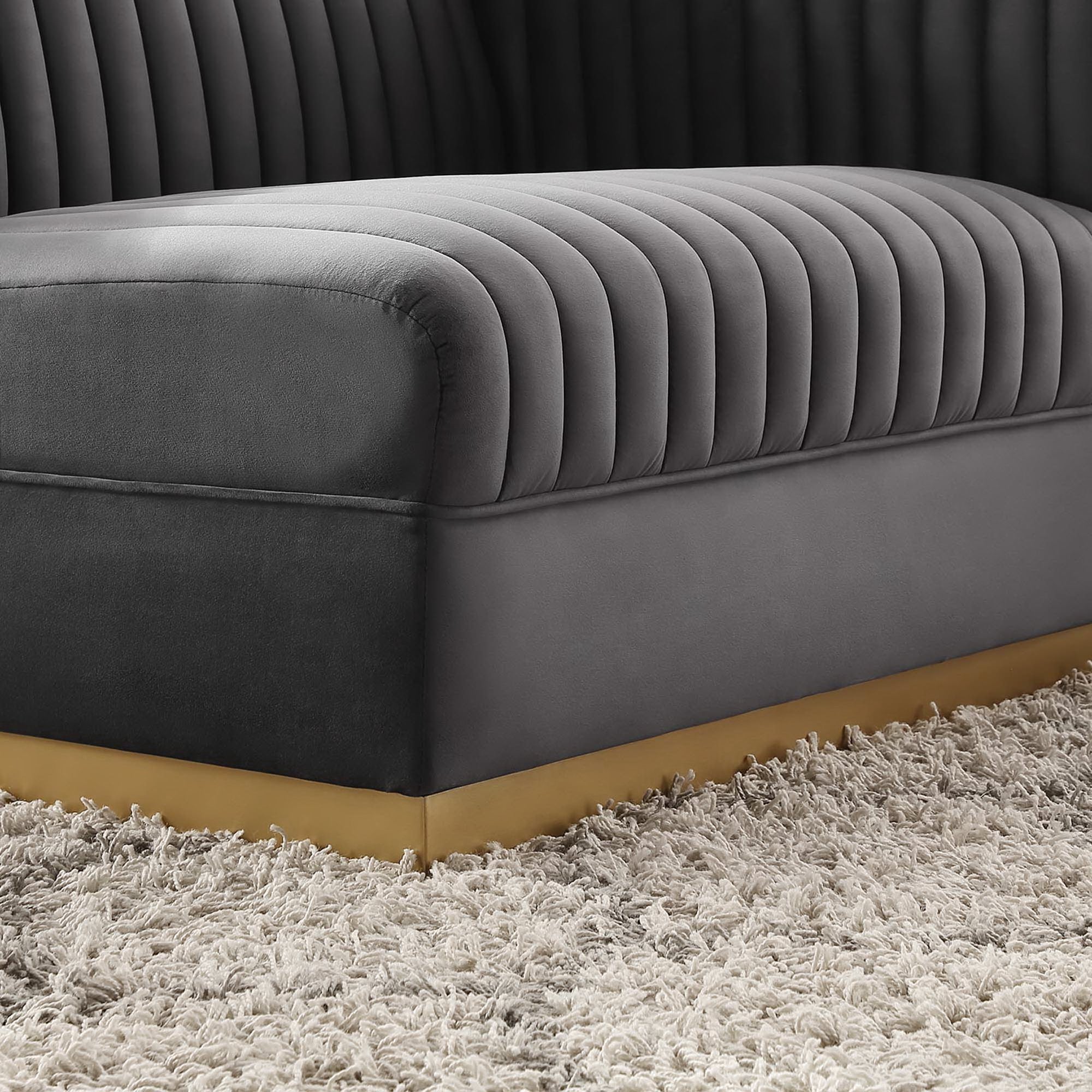 Sanguine Channel Tufted Performance Velvet Modular Sectional Sofa Right-Arm Chair, Gray