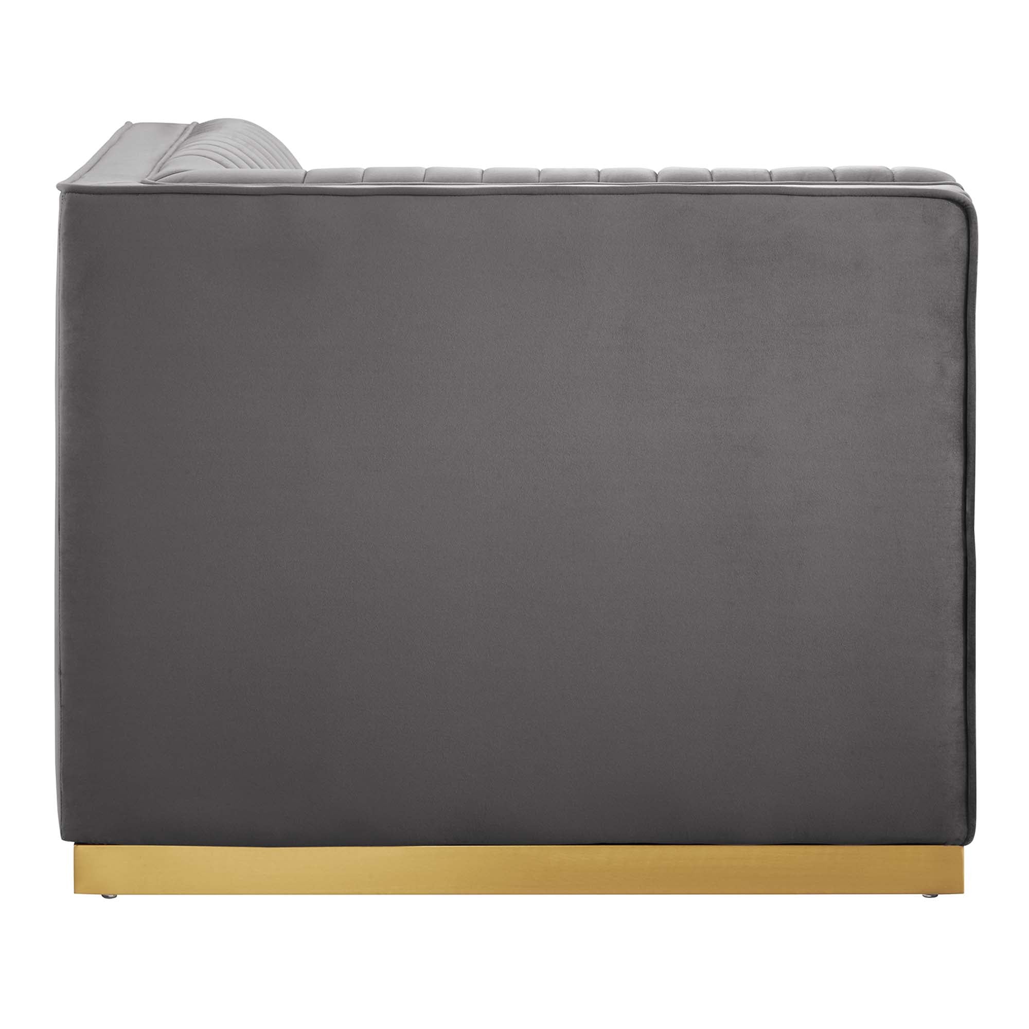 Sanguine Channel Tufted Performance Velvet Modular Sectional Sofa Right Corner Chair, Gray