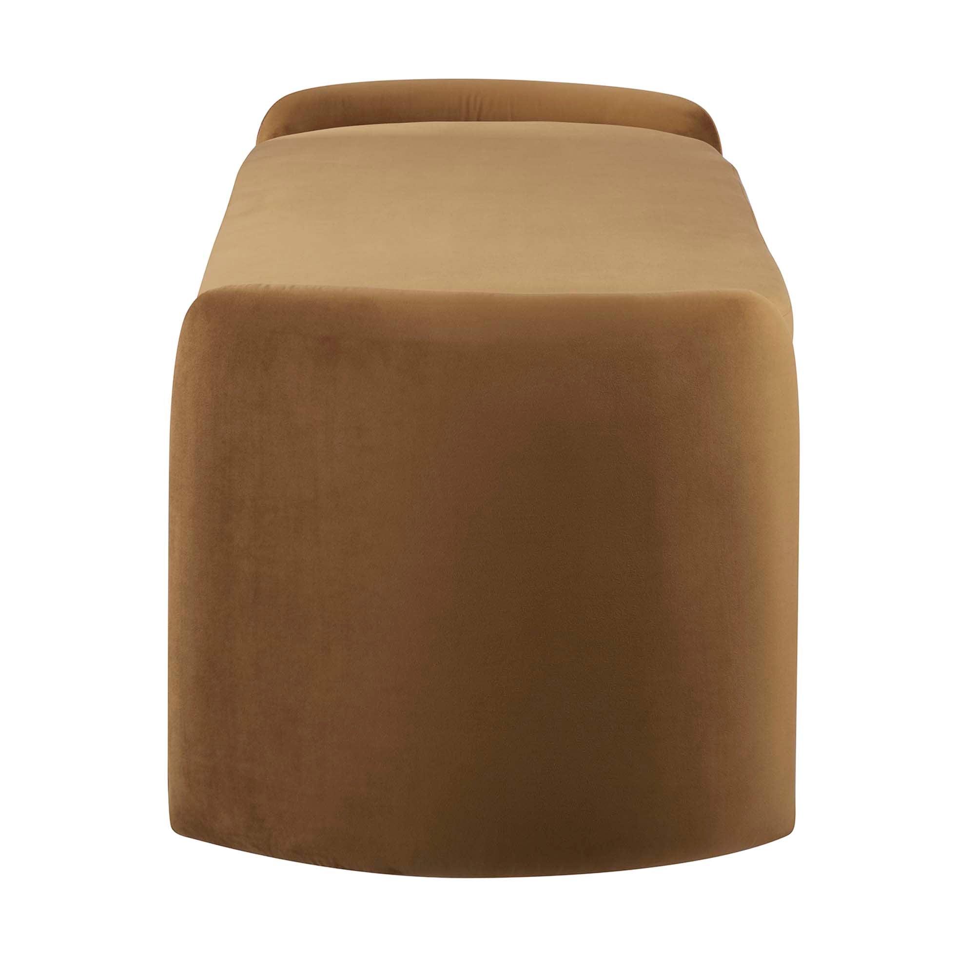 Nebula Upholstered Performance Velvet Bench, Cognac