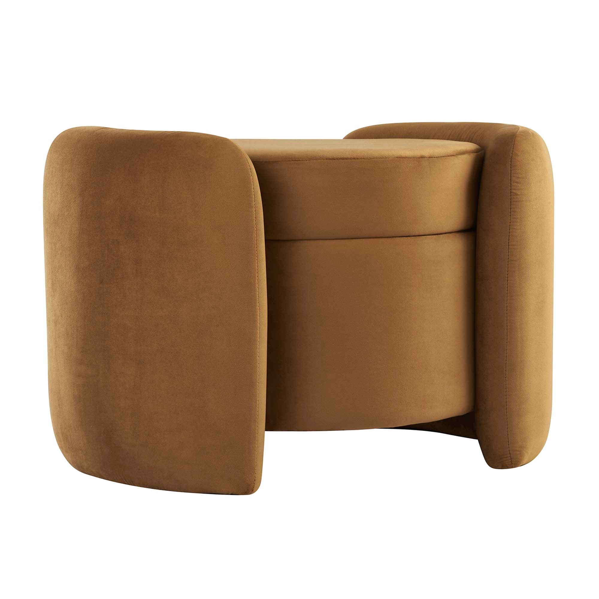 Nebula Upholstered Performance Velvet Ottoman, Cognac