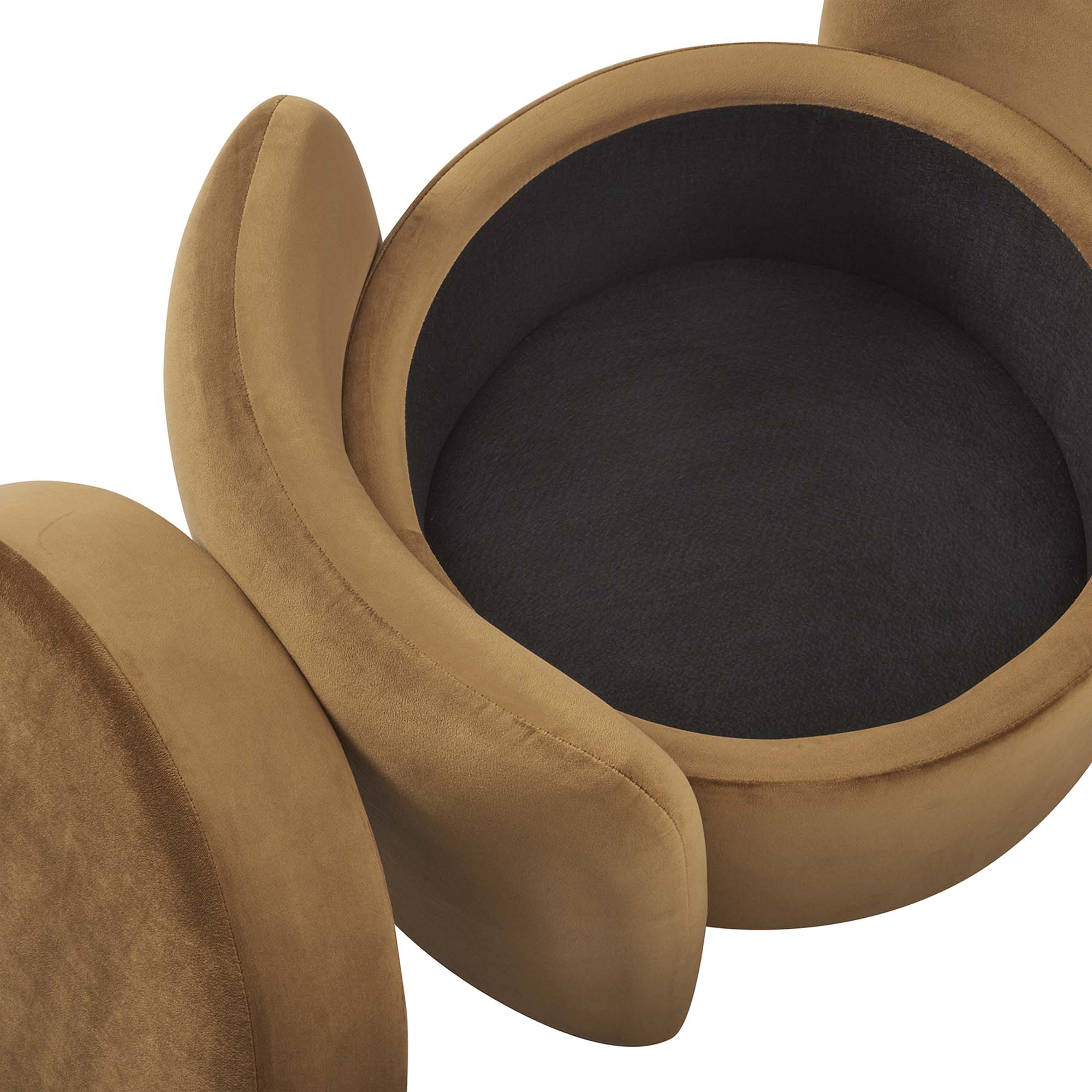 Nebula Upholstered Performance Velvet Ottoman, Cognac
