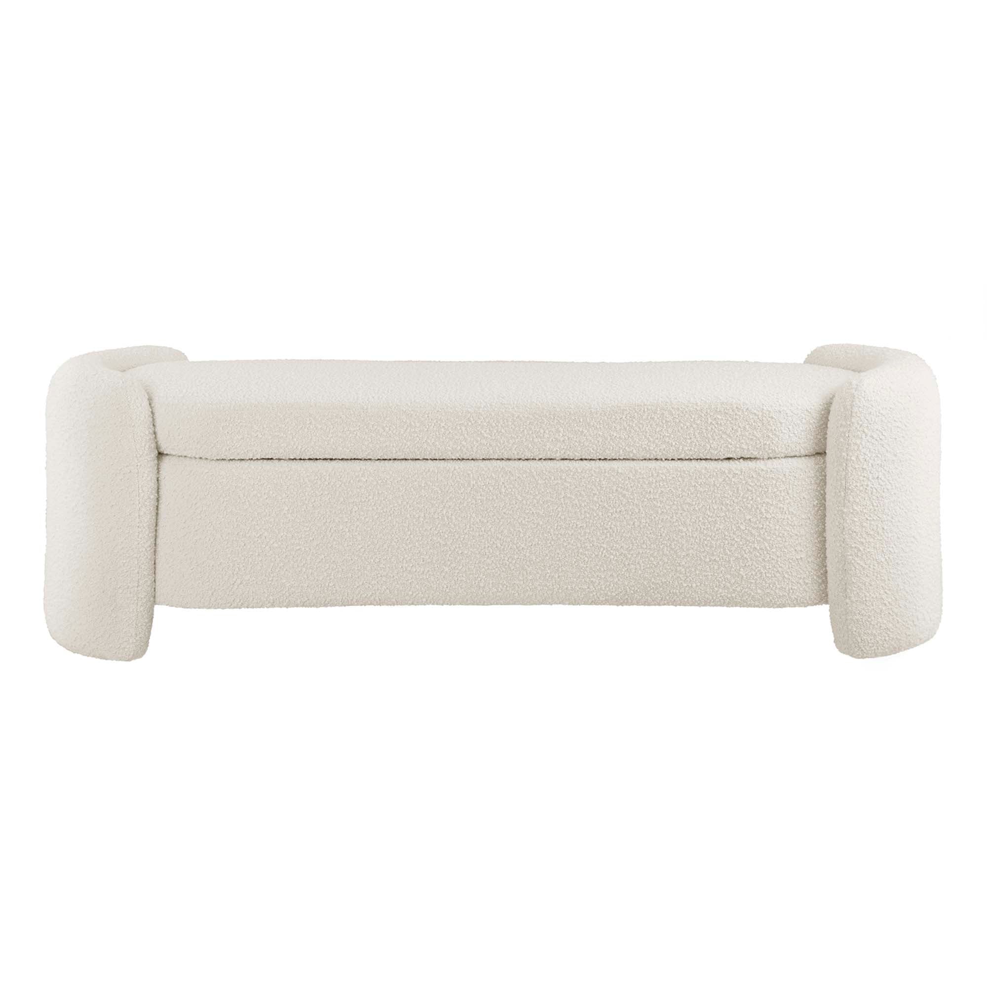 Nebula Boucle Upholstered Bench, Ivory