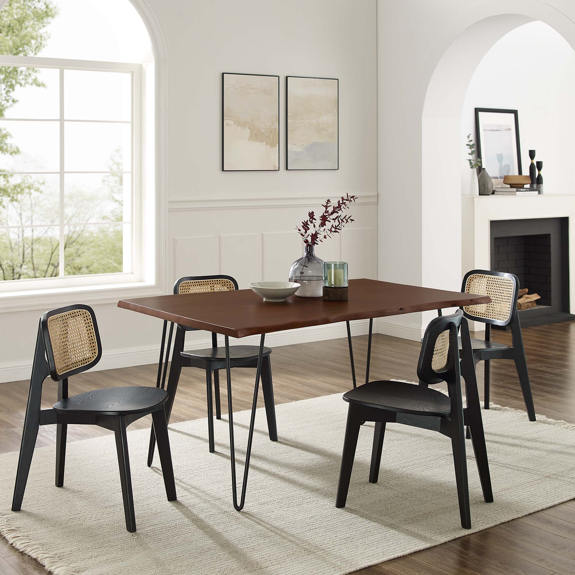 Ardor 60" Live Edge Acacia Wood Acacia Wood Dining Table, Black Walnut