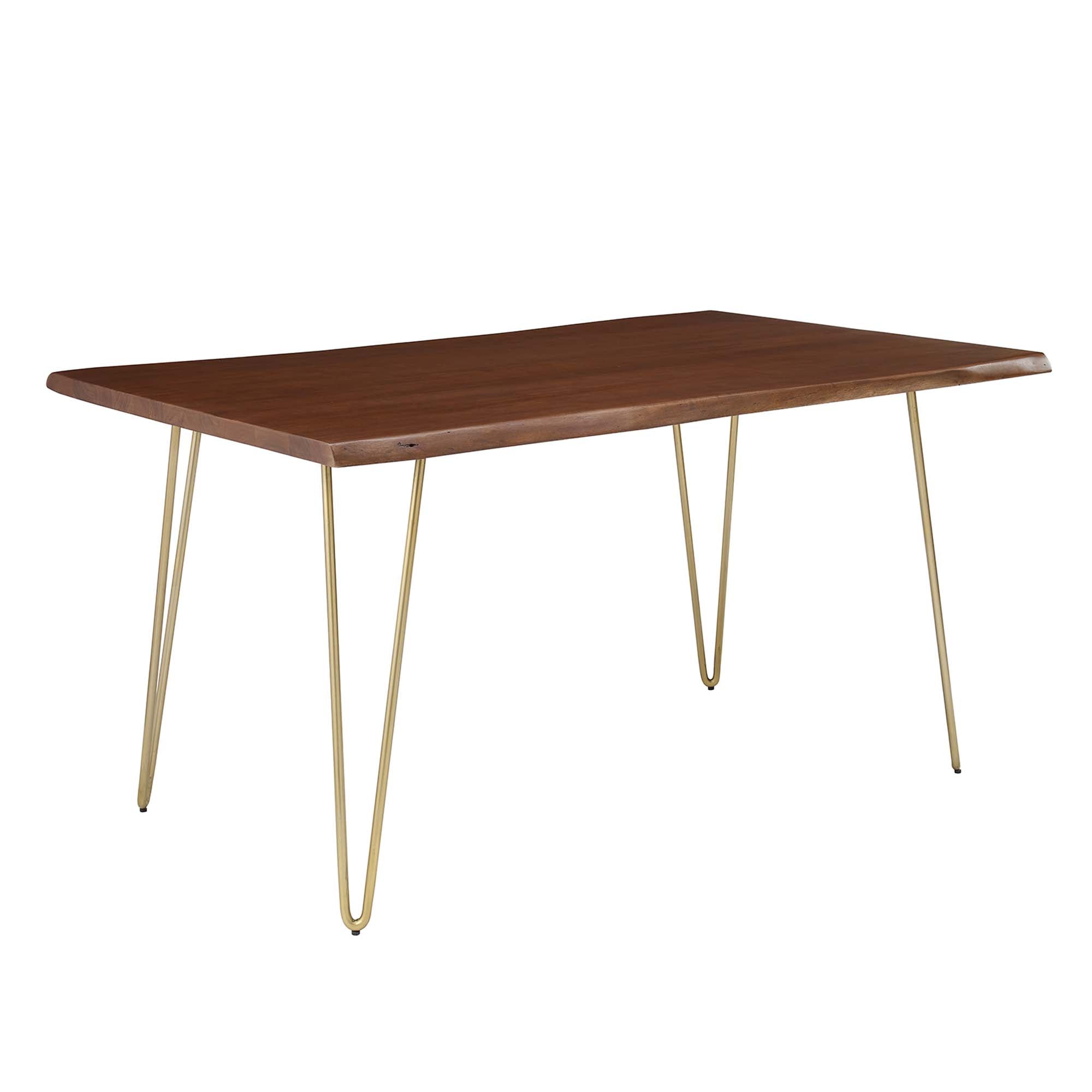 Ardor 60" Live Edge Acacia Wood Acacia Wood Dining Table, Gold Walnut