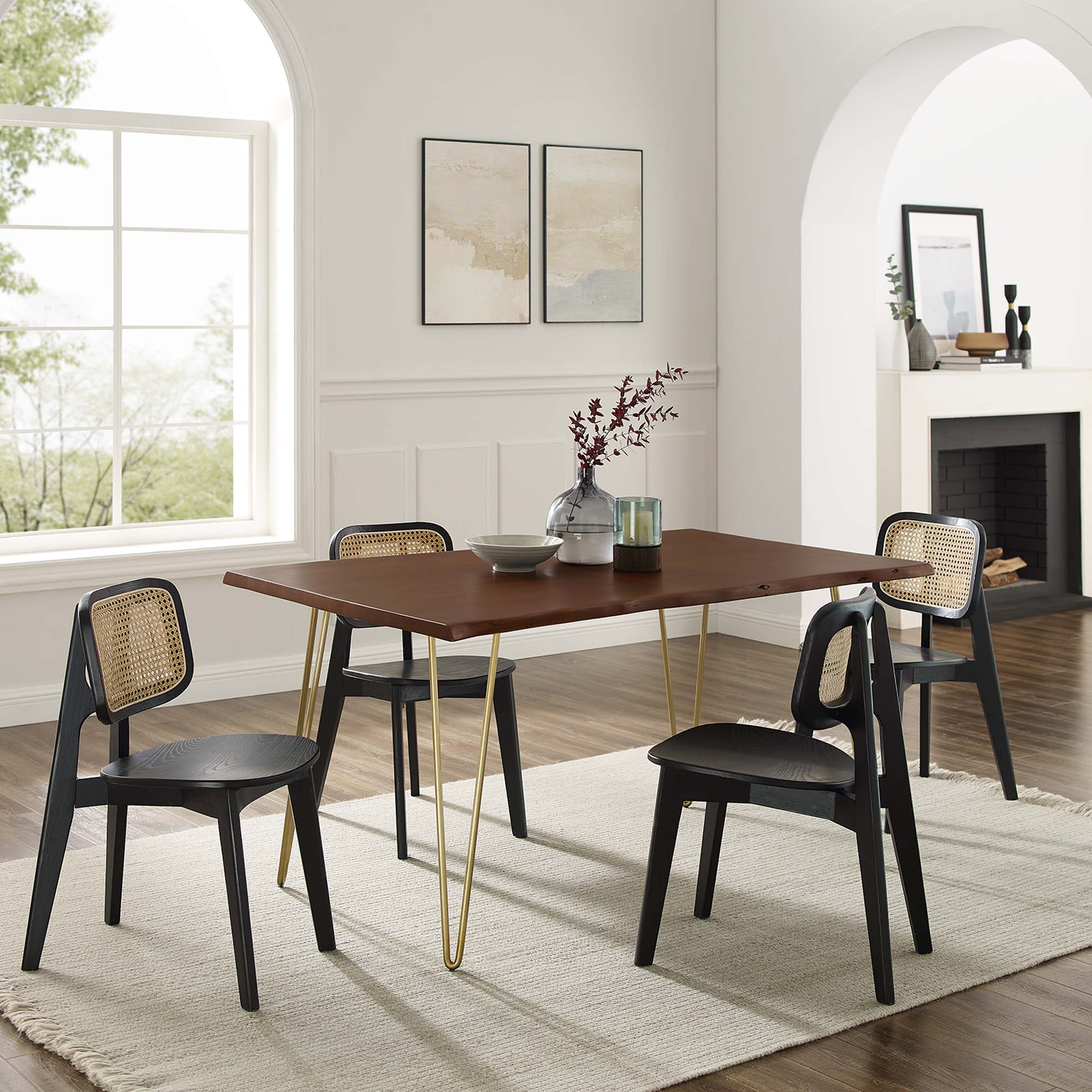 Ardor 60" Live Edge Acacia Wood Acacia Wood Dining Table, Gold Walnut
