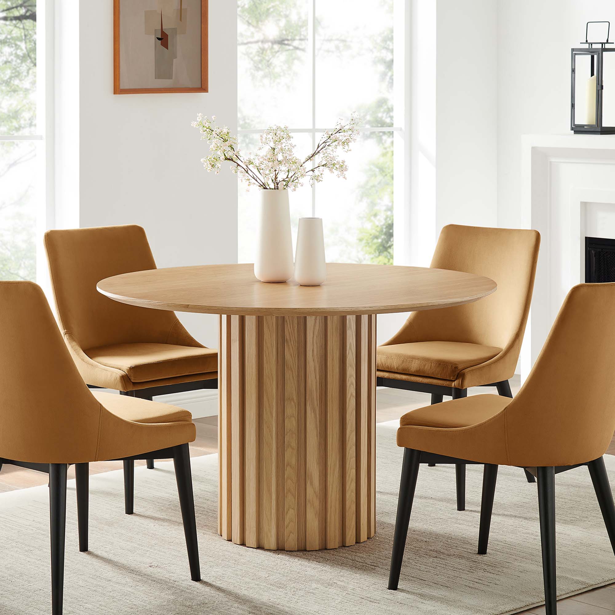 Senja 47" Round Dining Table, Oak