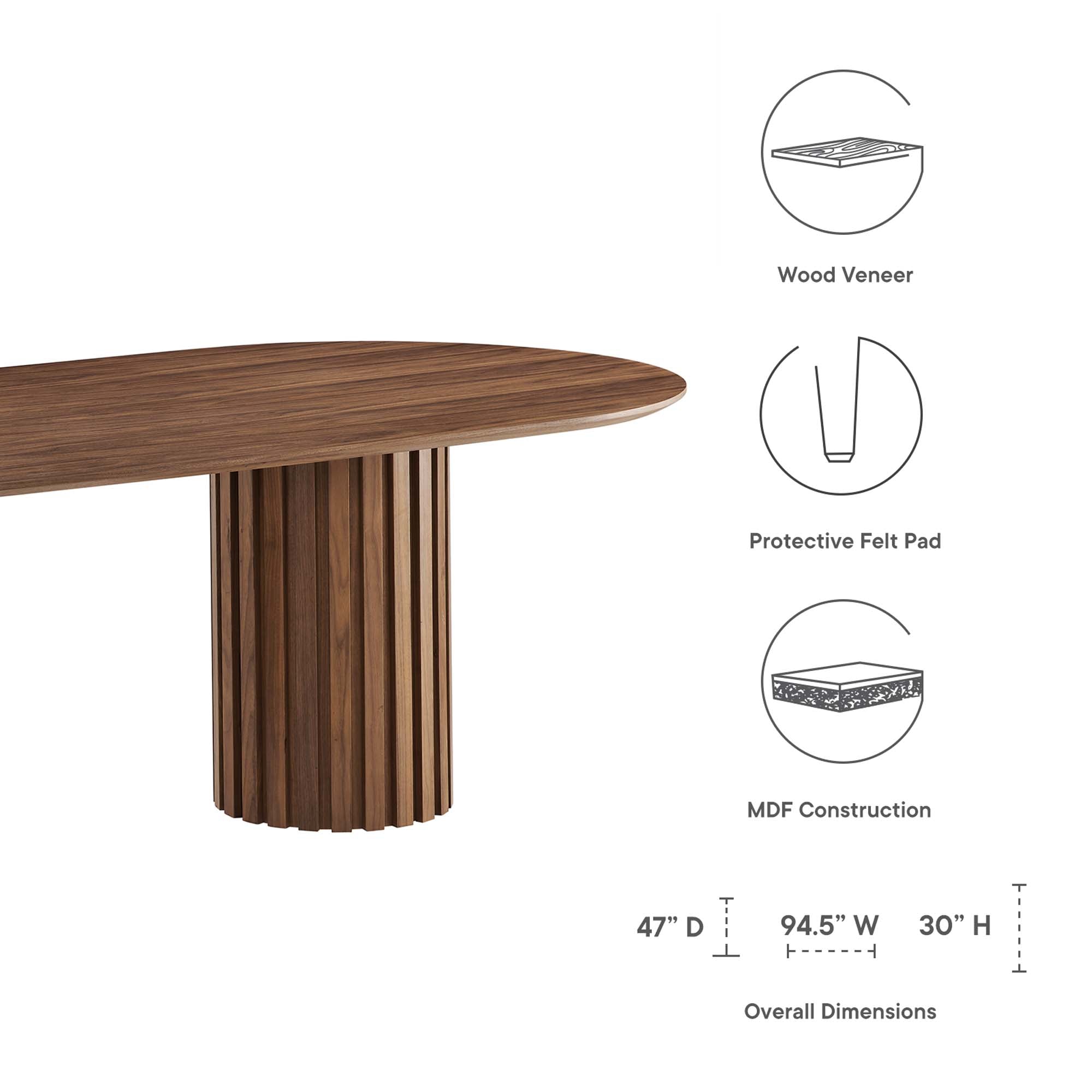 Senja 95" Oval Dining Table, Walnut