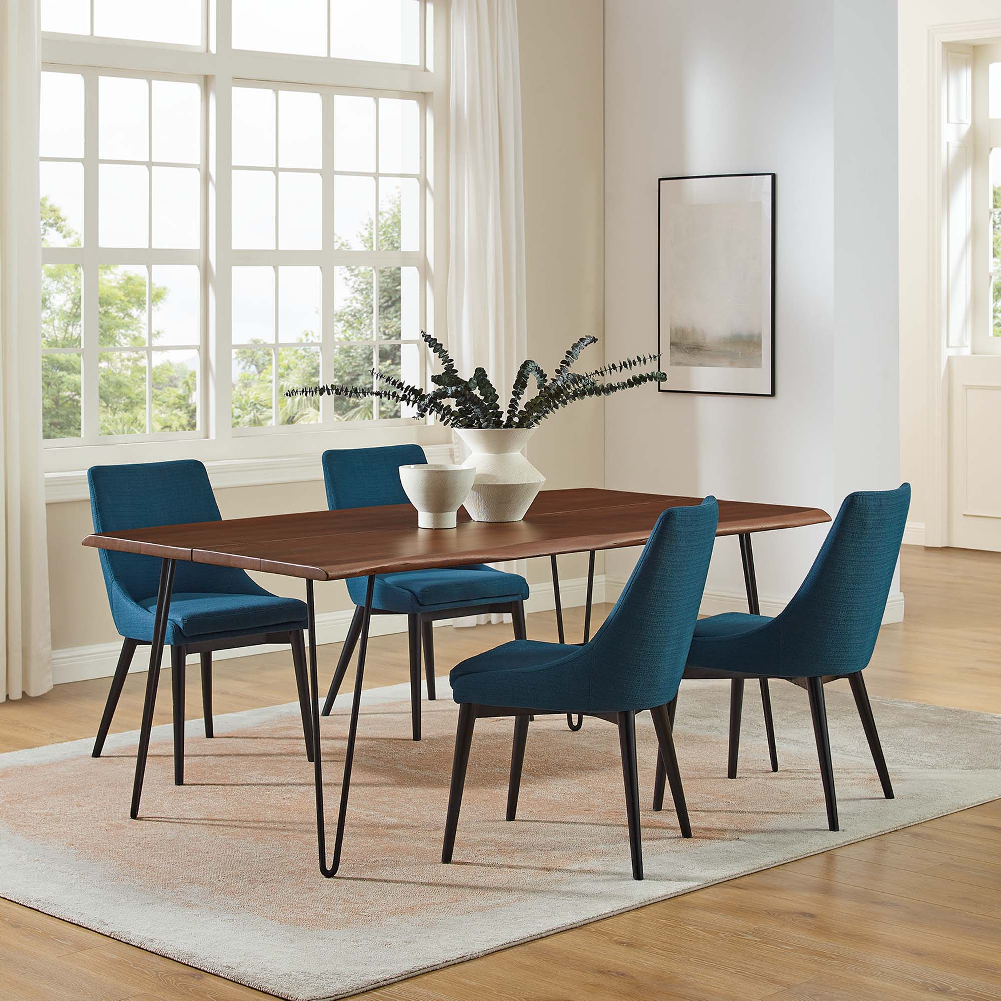 Ardor 74" Live Edge Acacia Wood Acacia Wood Dining Table, Black Walnut