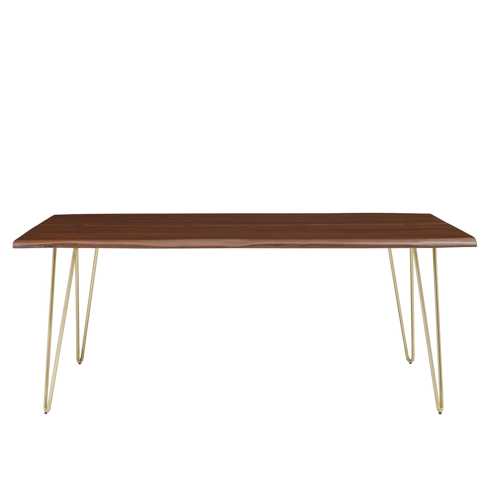 Ardor 74" Live Edge Acacia Wood Acacia Wood Dining Table, Gold Walnut