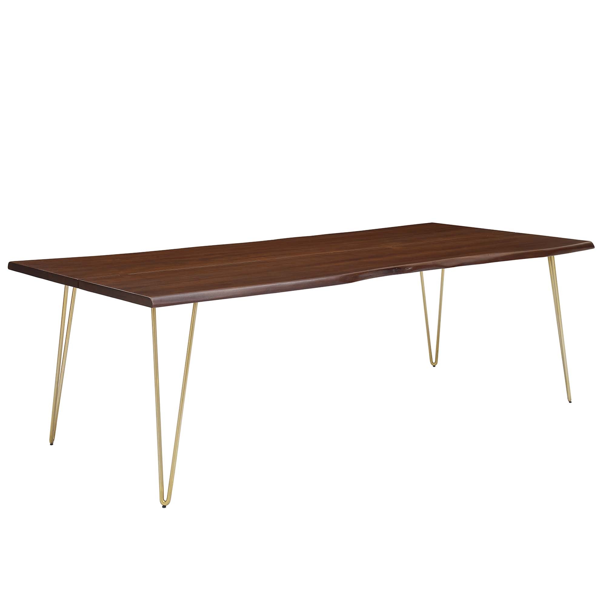 Ardor 96" Live Edge Acacia Wood Acacia Wood Dining Table, Gold Walnut
