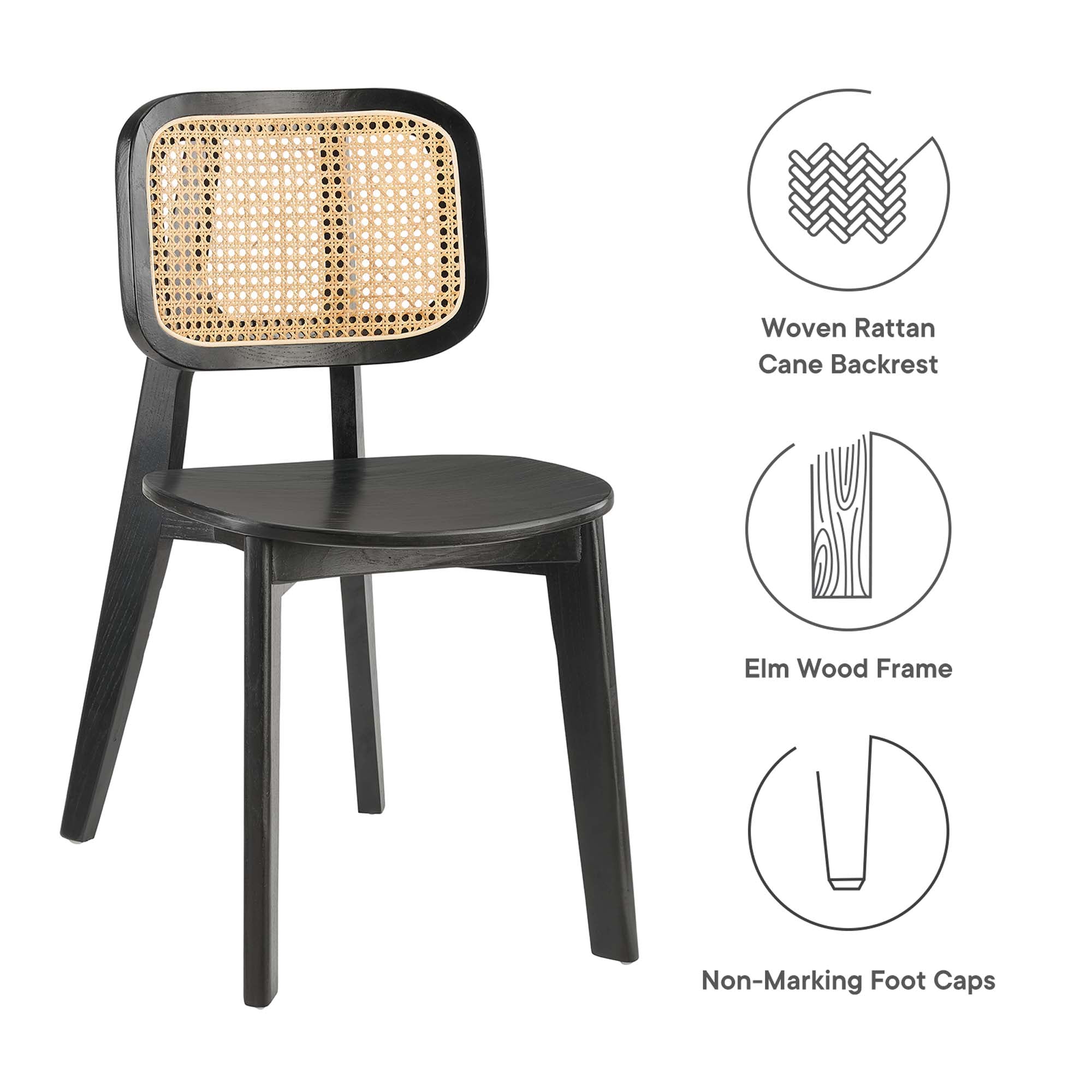 Habitat Wood Dining Side Chair Set of 2, Black