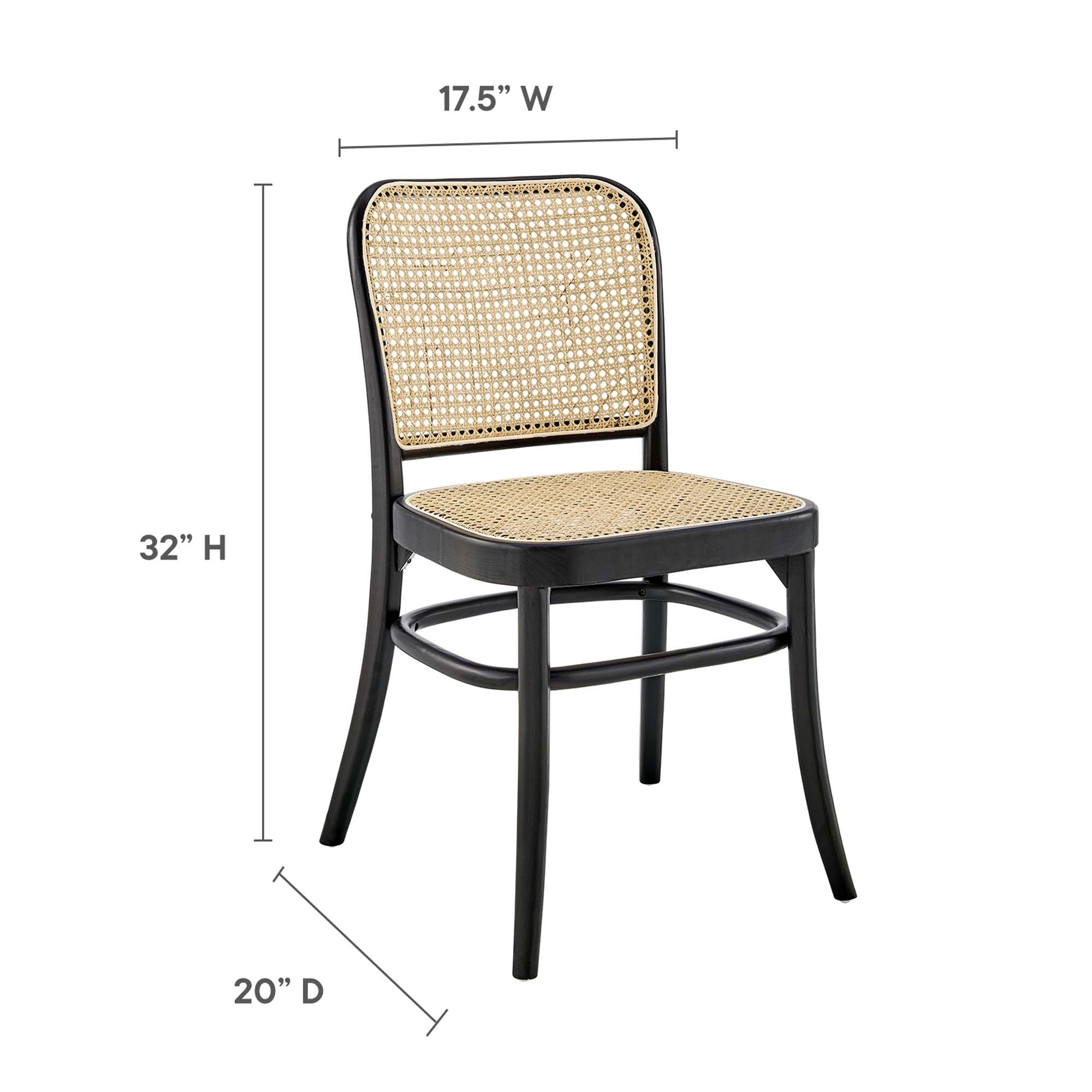 Winona Wood Dining Side Chair Set of 2, Black