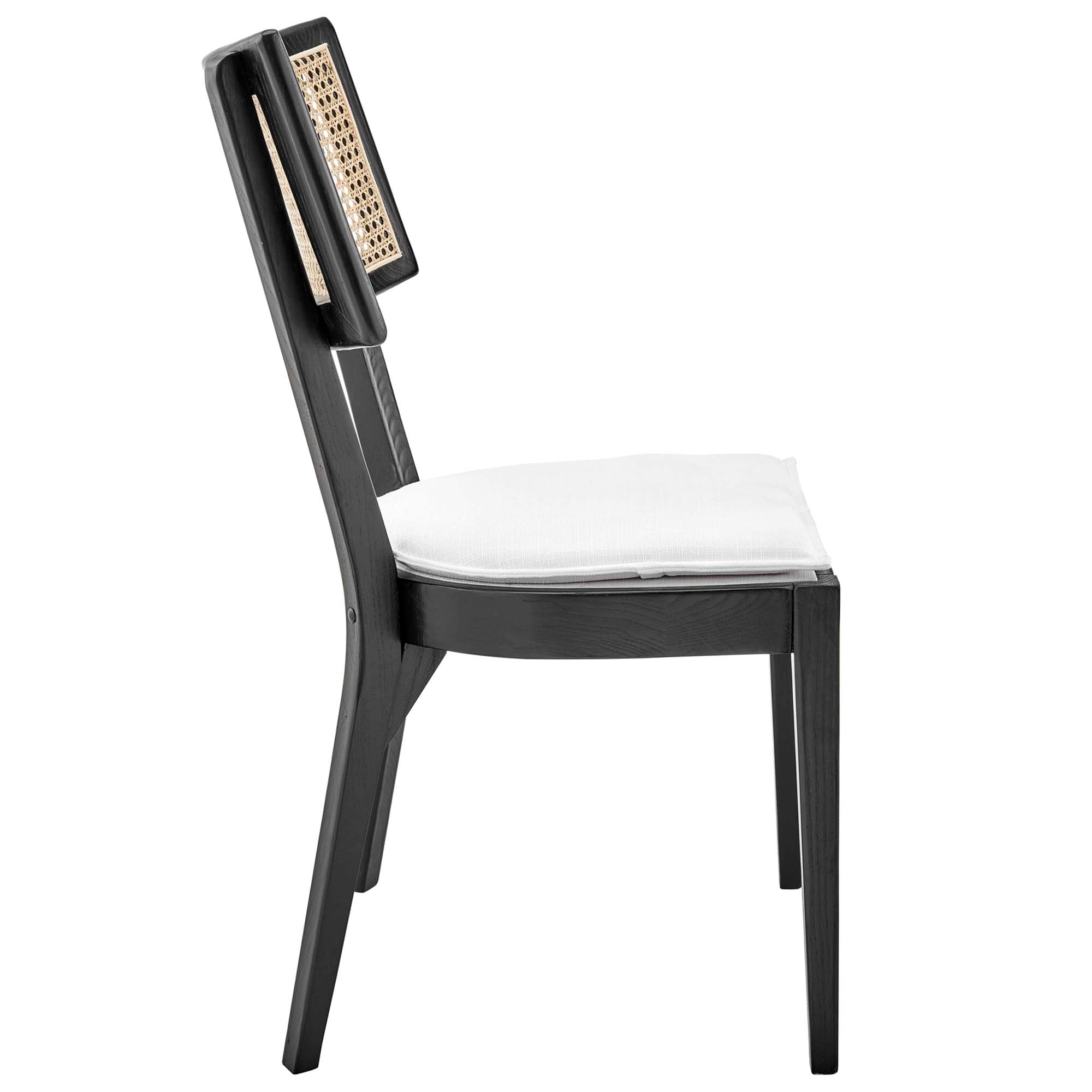 Caledonia Fabric Upholstered Wood Dining Chair Set of 2, Black White