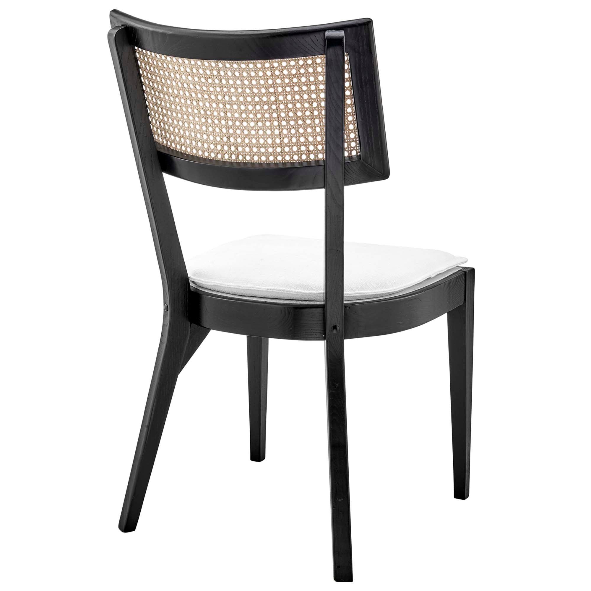 Caledonia Fabric Upholstered Wood Dining Chair Set of 2, Black White