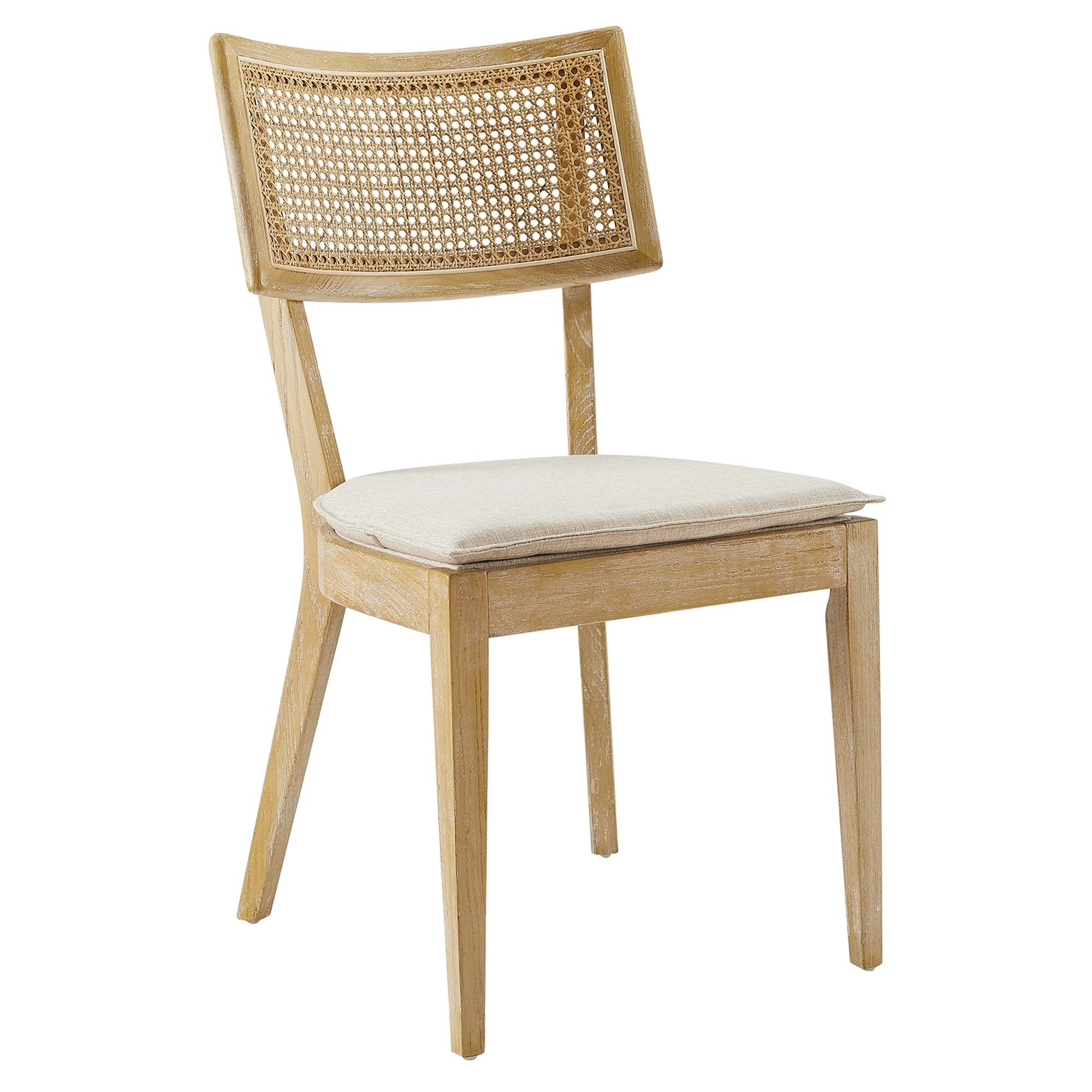 Caledonia Fabric Upholstered Wood Dining Chair Set of 2, Gray Beige