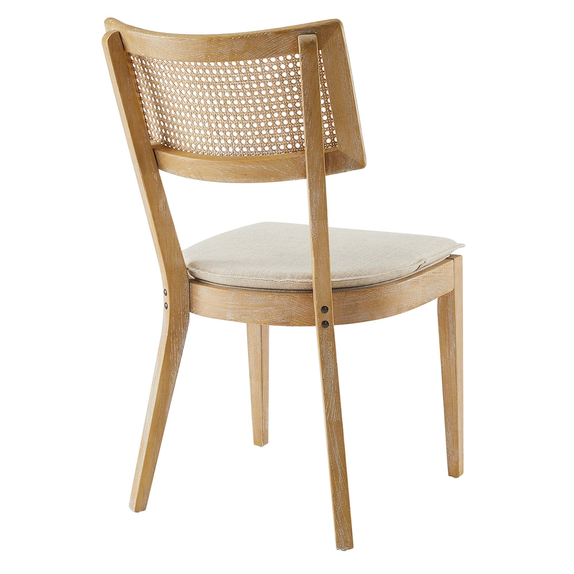 Caledonia Fabric Upholstered Wood Dining Chair Set of 2, Gray Beige