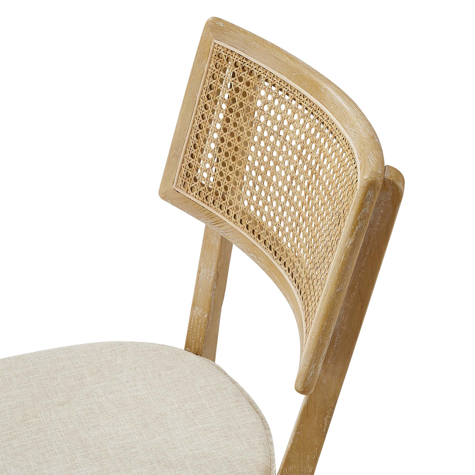 Caledonia Fabric Upholstered Wood Dining Chair Set of 2, Gray Beige