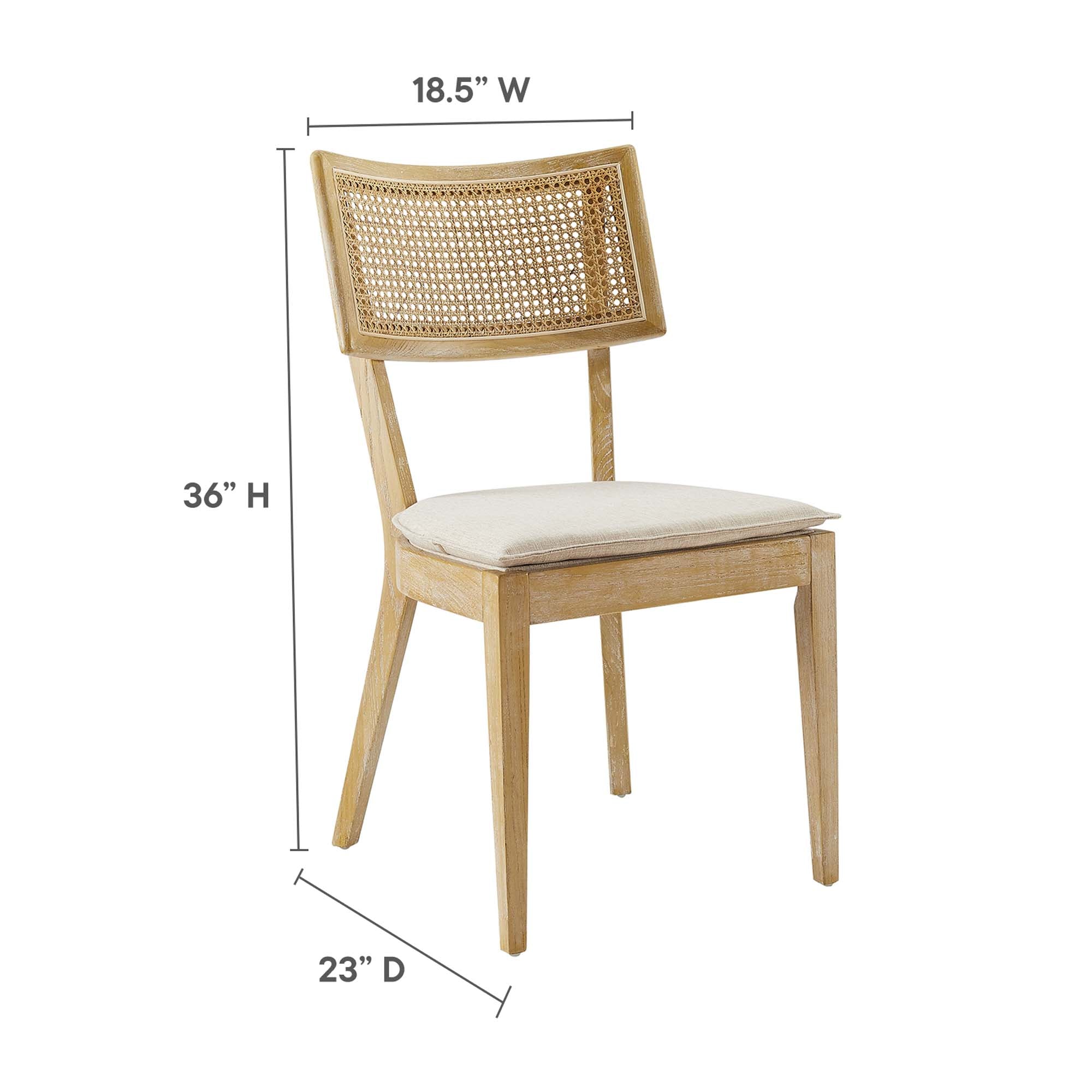 Caledonia Fabric Upholstered Wood Dining Chair Set of 2, Gray Beige