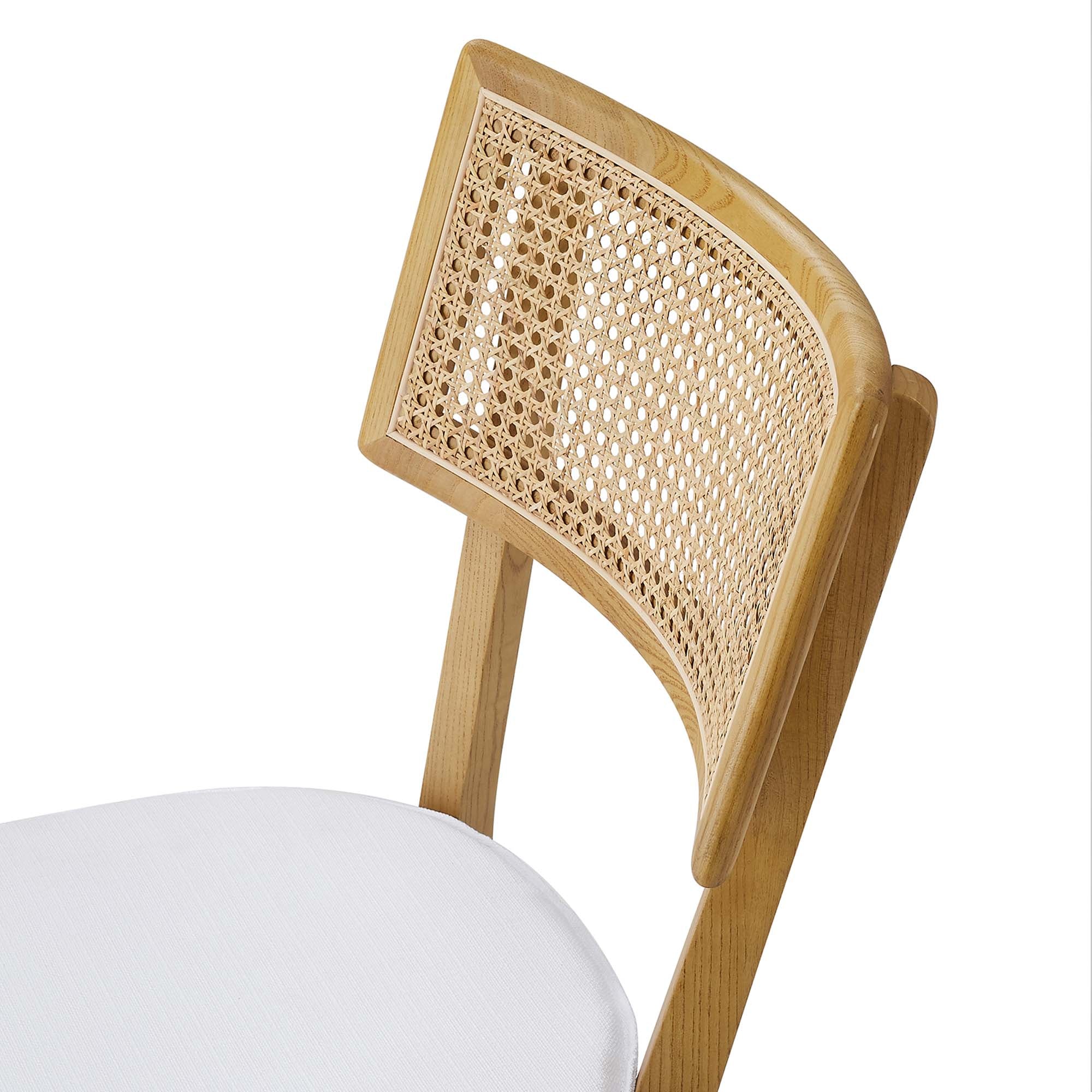 Caledonia Fabric Upholstered Wood Dining Chair Set of 2, Natural White