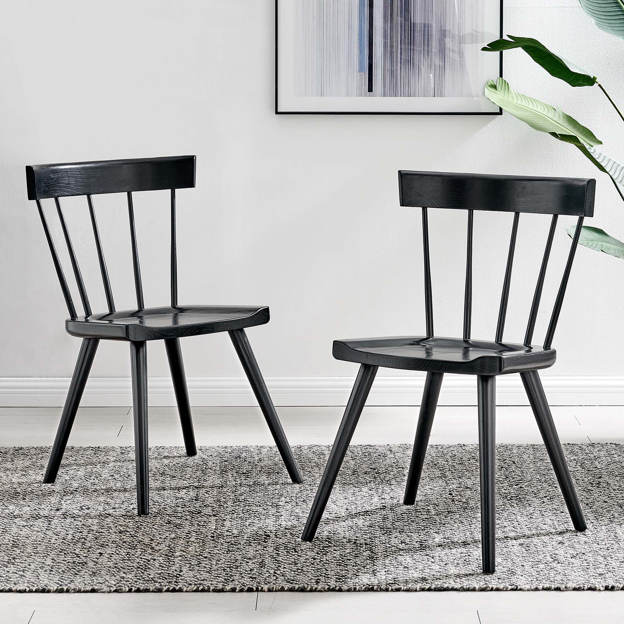Sutter Wood Dining Side Chair Set of 2, Black