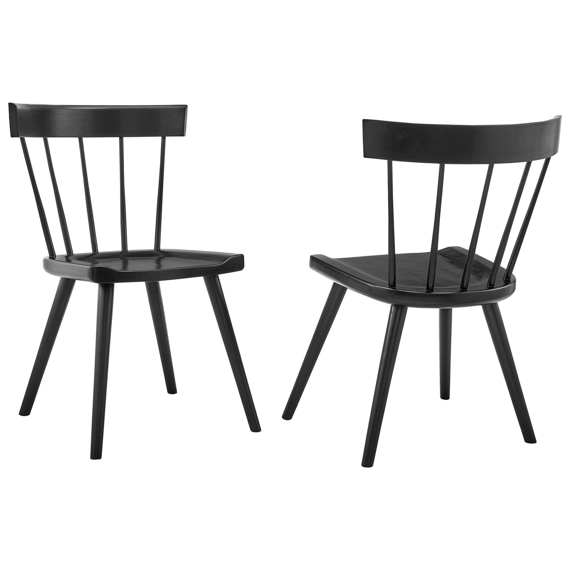 Sutter Wood Dining Side Chair Set of 2, Black