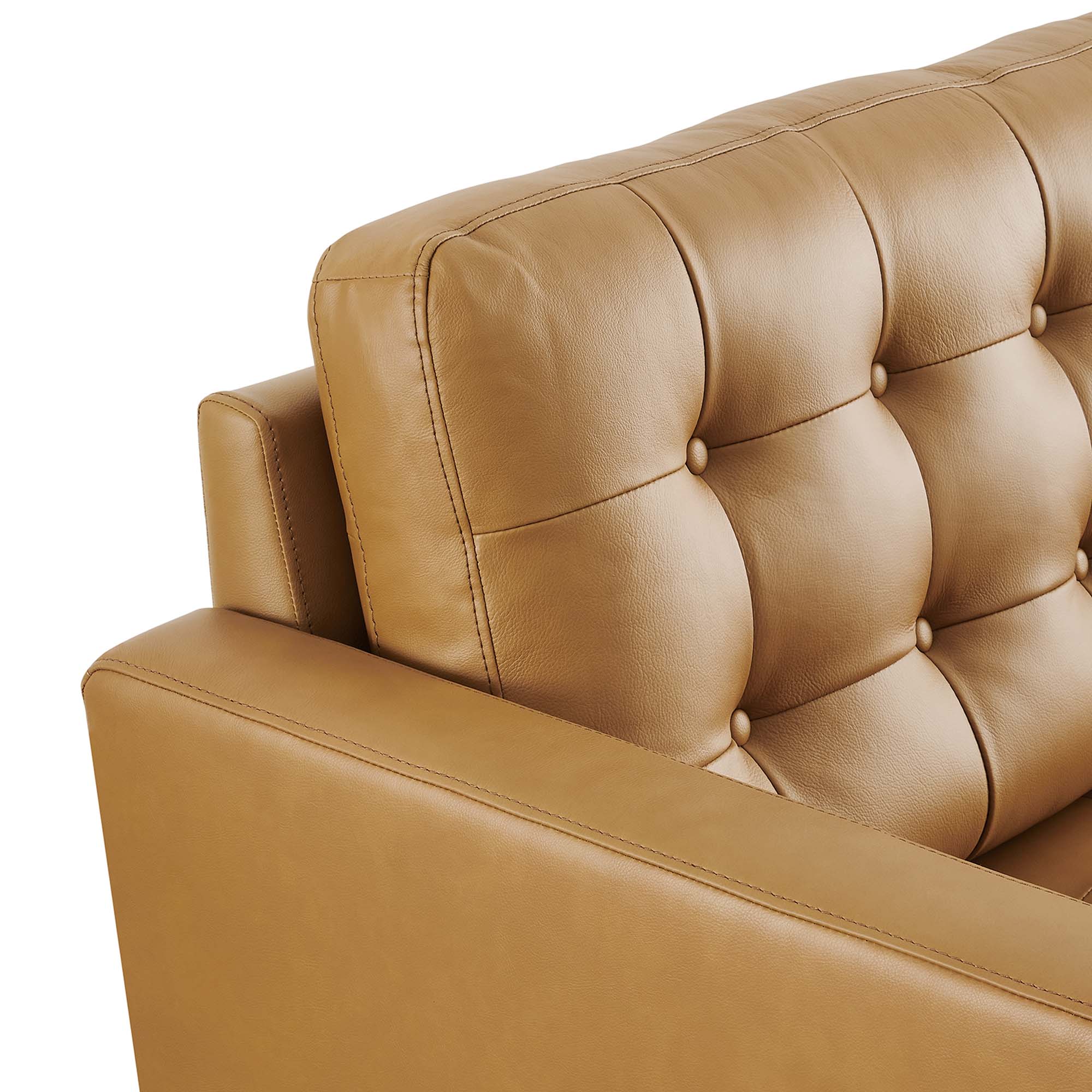 Exalt Tufted Leather Loveseat, Tan