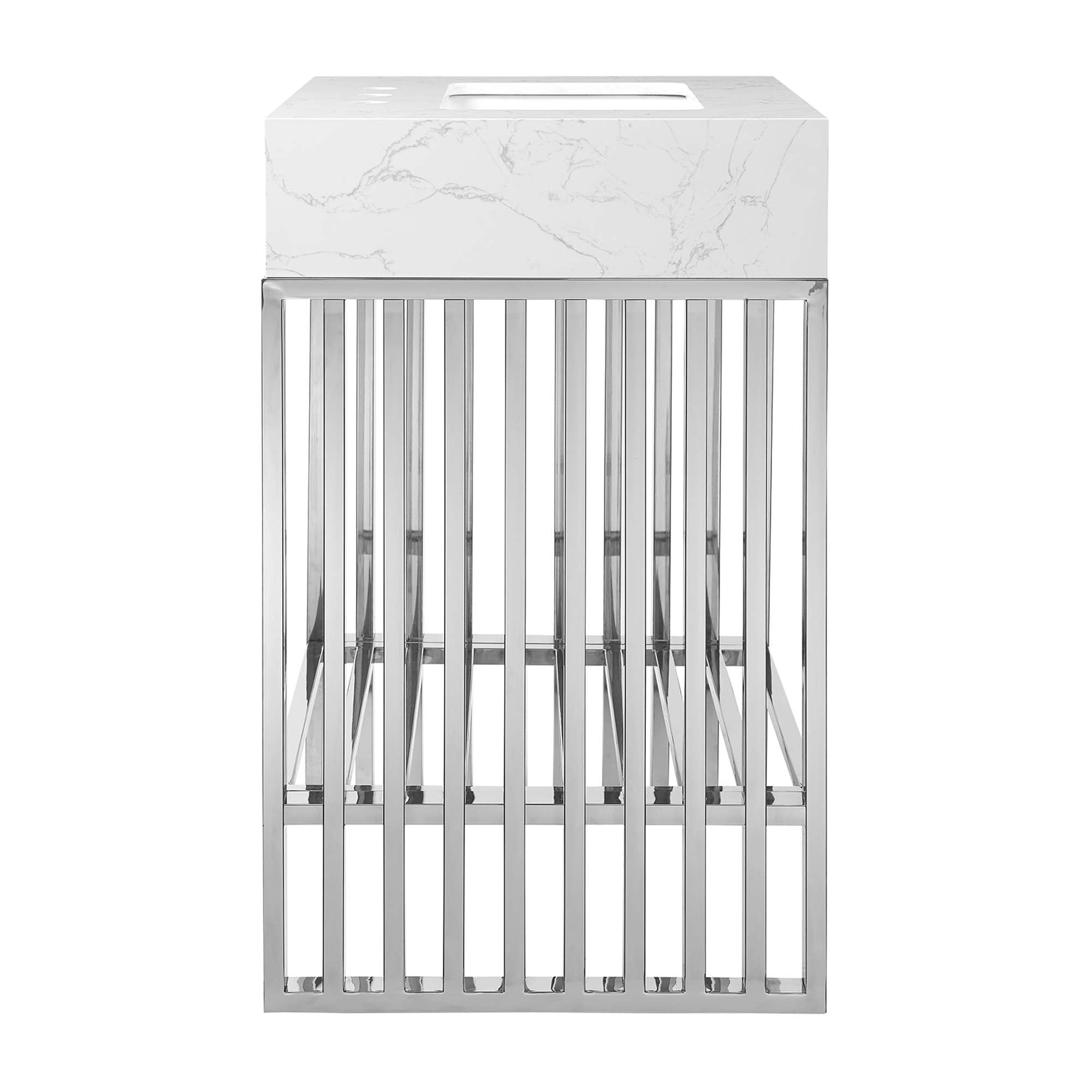 Gridiron 24" Bathroom Vanity, White Silver