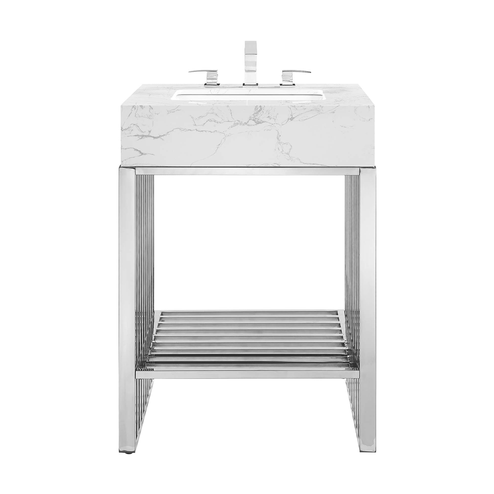 Gridiron 24" Bathroom Vanity, White Silver