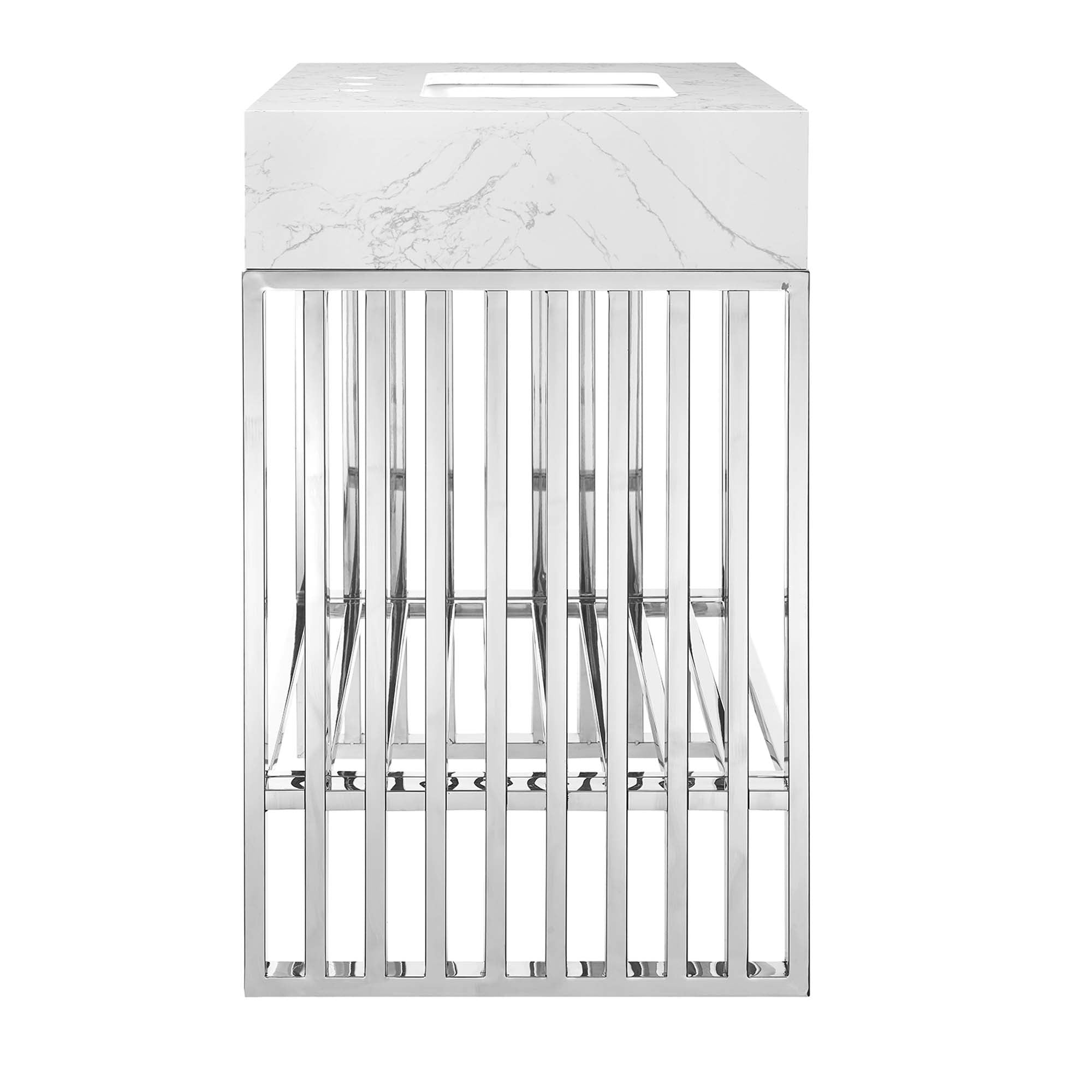 Gridiron 30" Bathroom Vanity, White Silver