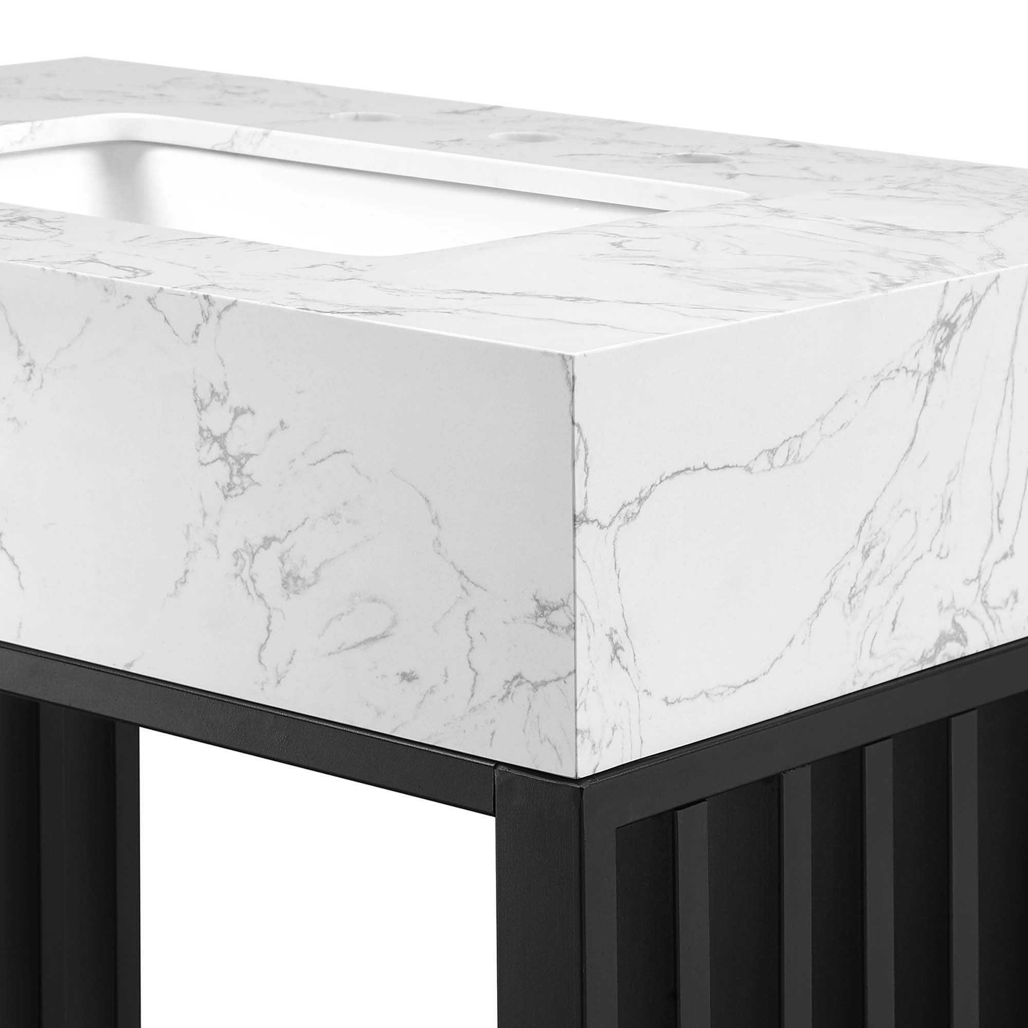 Gridiron 30" Bathroom Vanity, White Black
