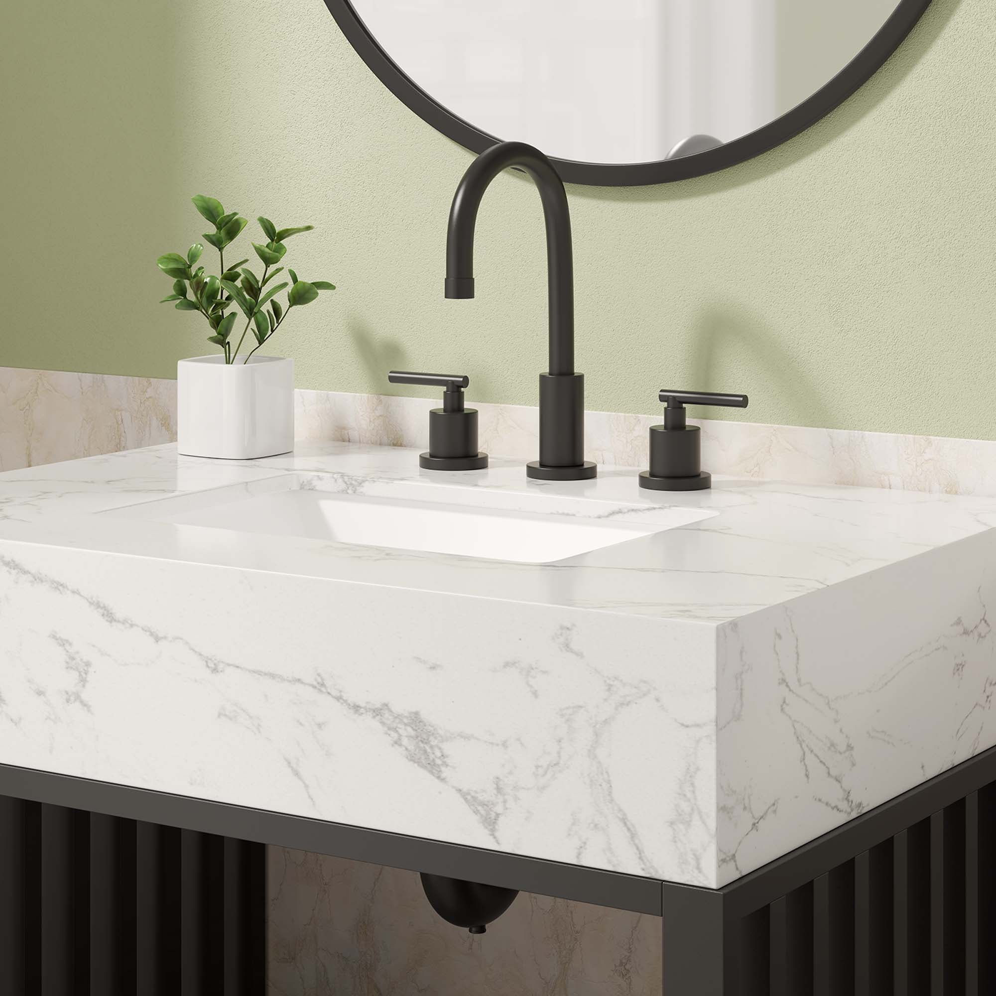 Gridiron 30" Bathroom Vanity, White Black