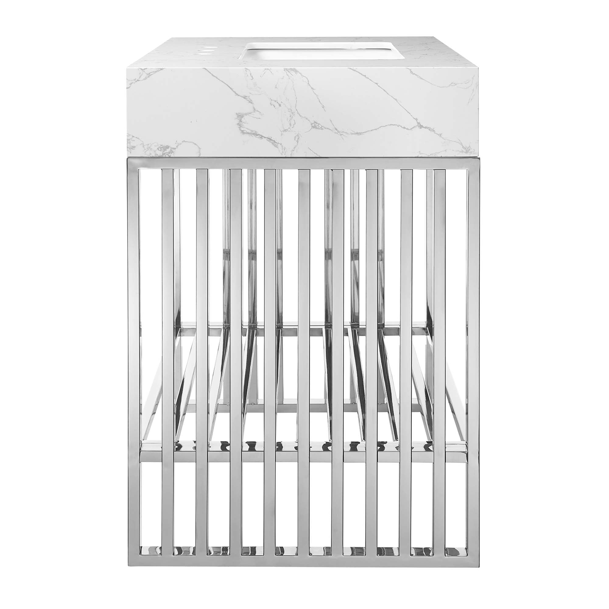 Gridiron 36" Bathroom Vanity, White Silver