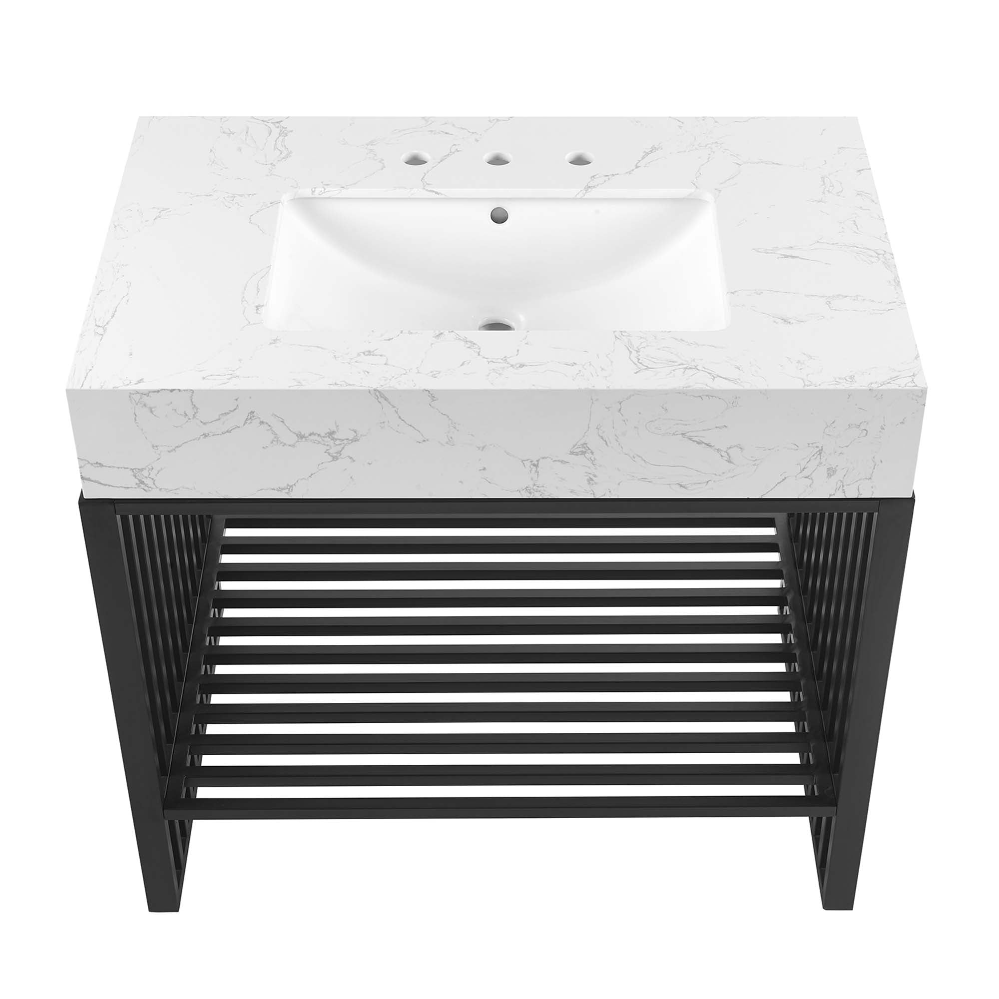 Gridiron 36" Bathroom Vanity, White Black