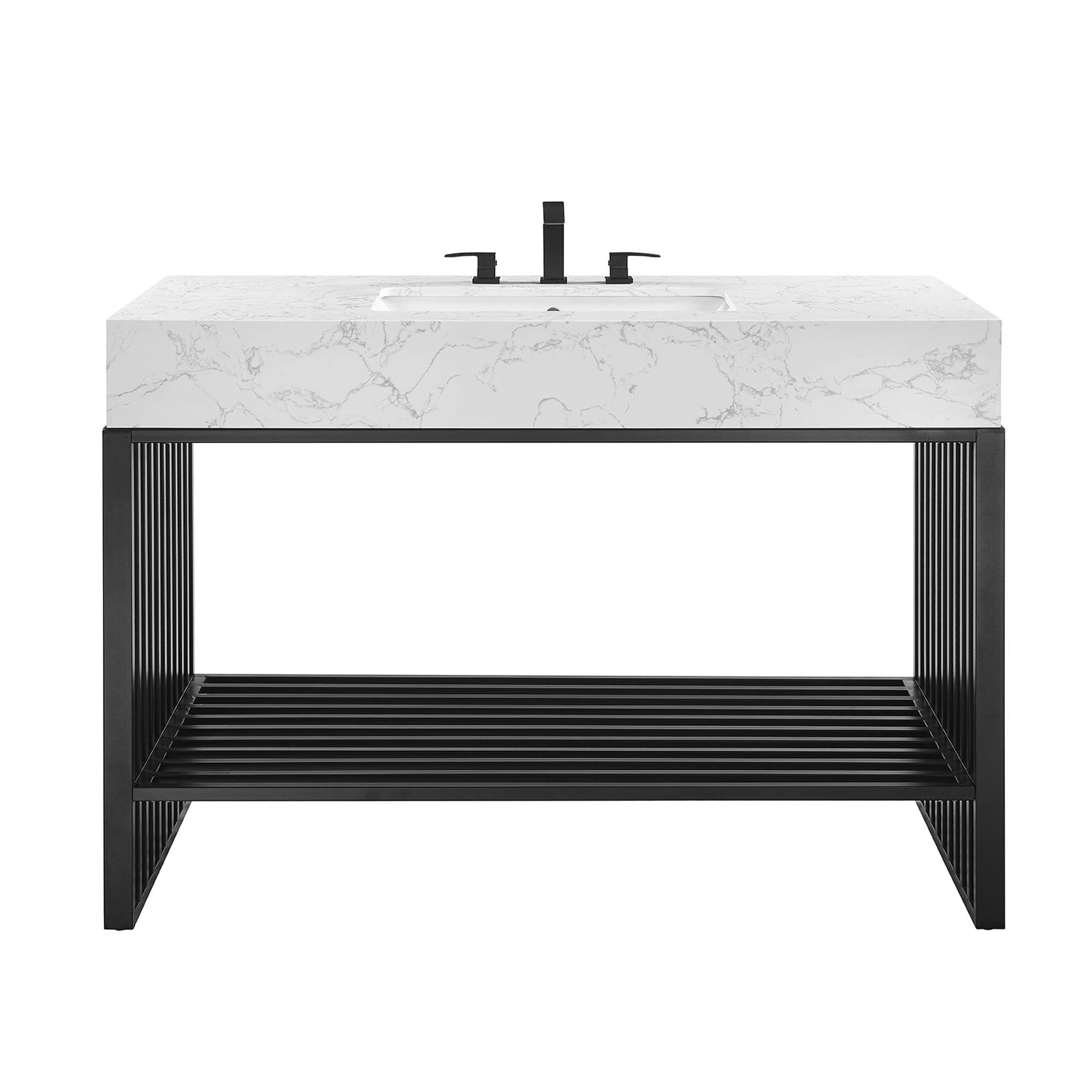 Gridiron 48" Bathroom Vanity, White Black