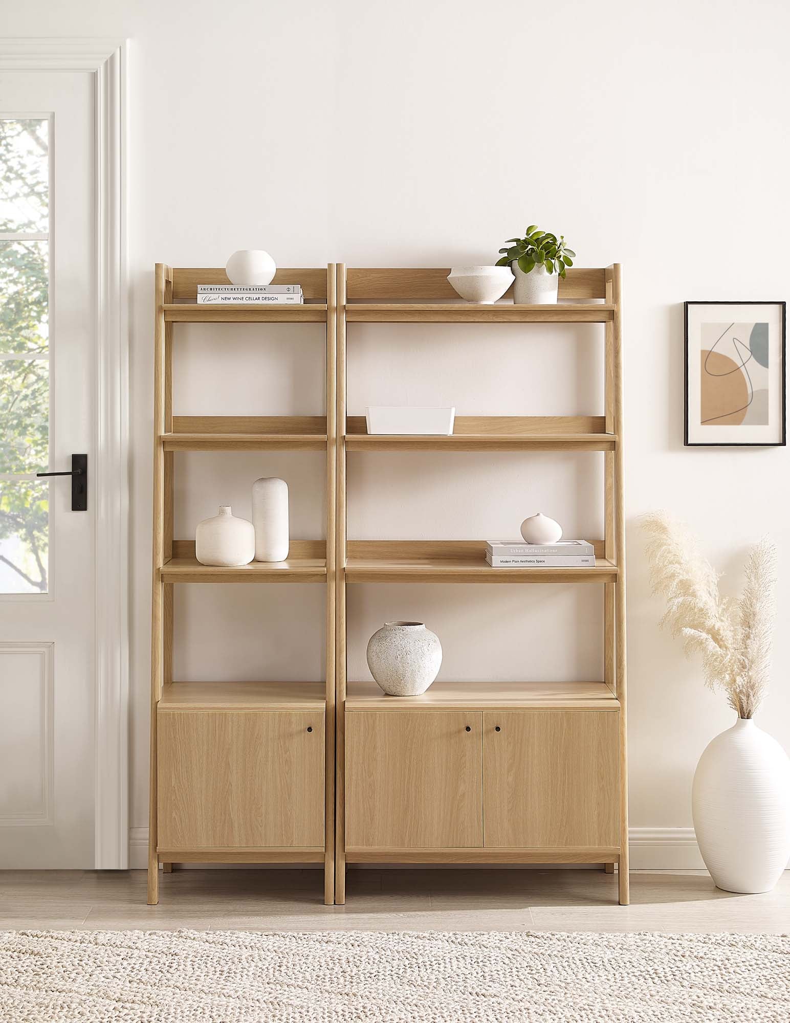 Bixby Wood Bookshelves Set of 2, Oak