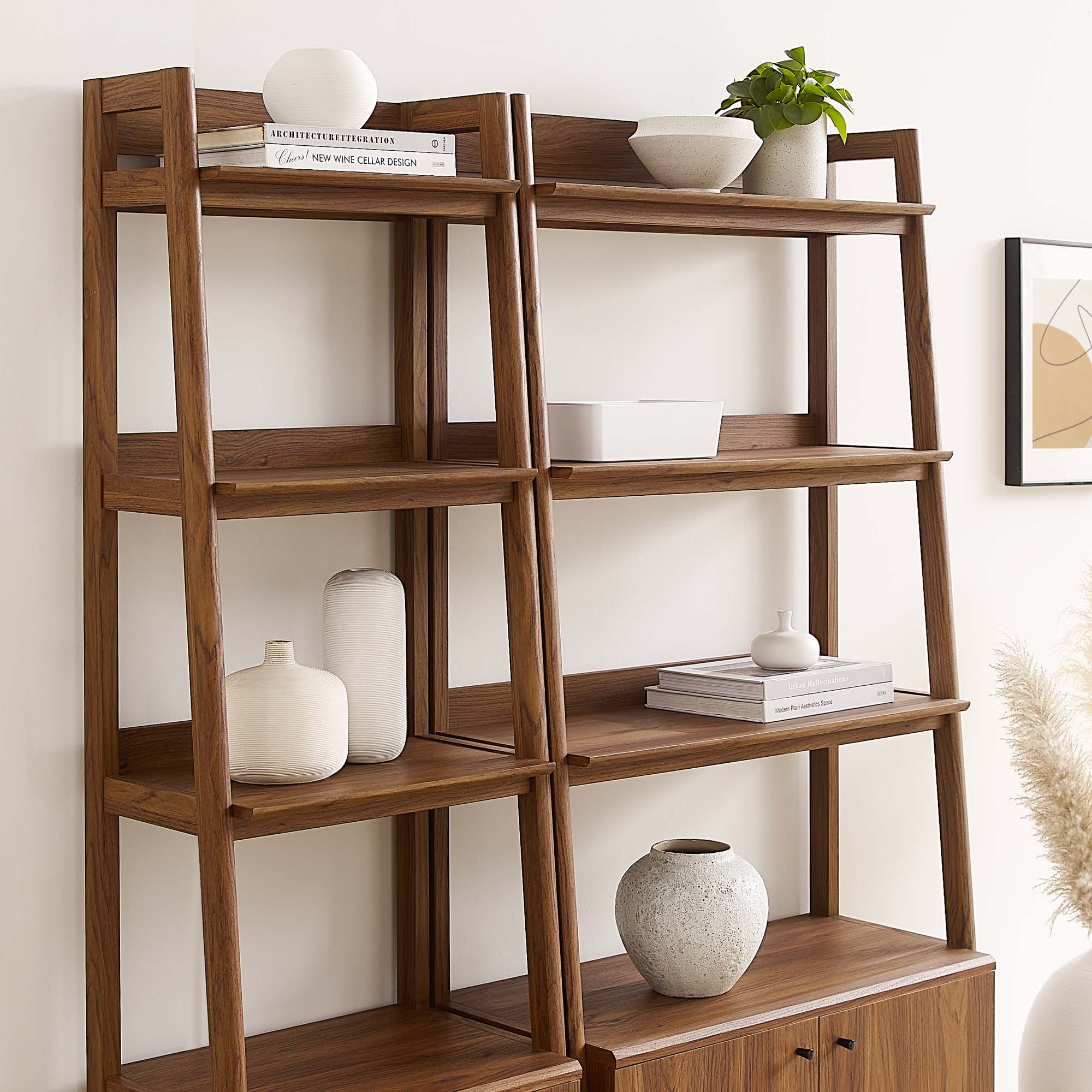 Bixby Wood Bookshelves Set of 2, Walnut