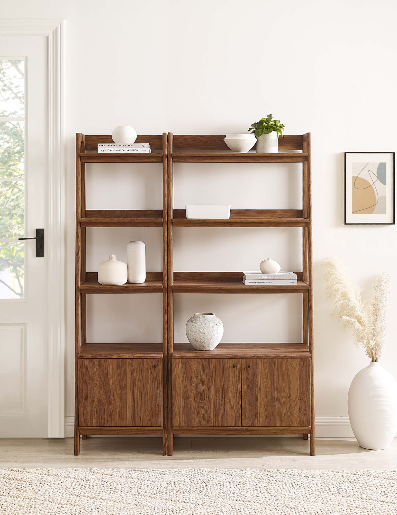 Bixby Wood Bookshelves Set of 2, Walnut