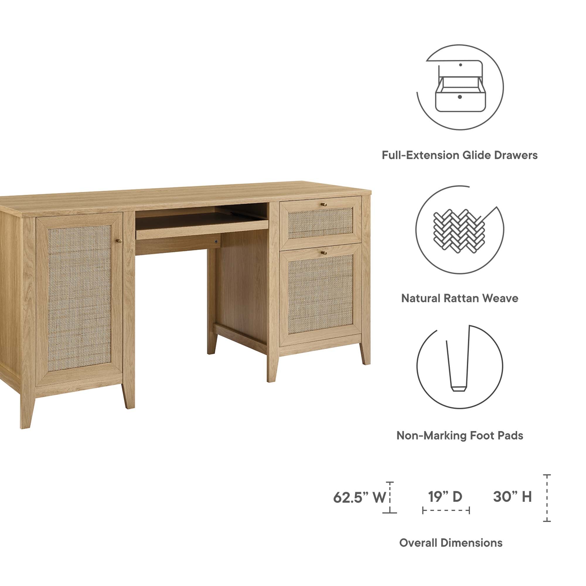 Soma 63" Office Desk, Oak