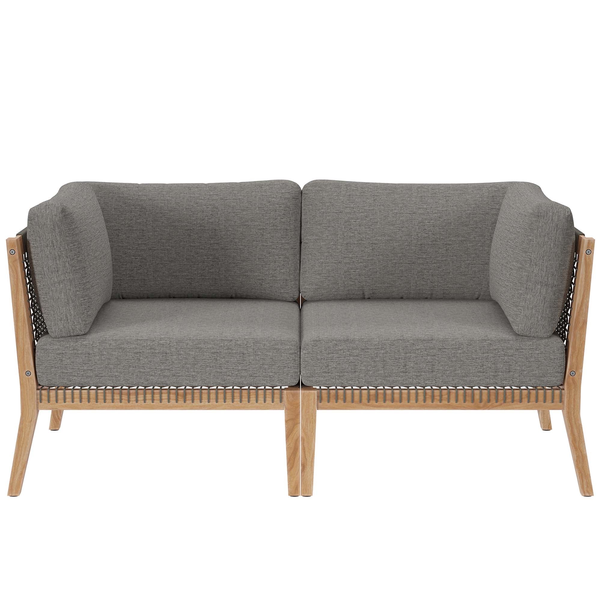 Clearwater Outdoor Patio Teak Wood Loveseat, Gray Graphite
