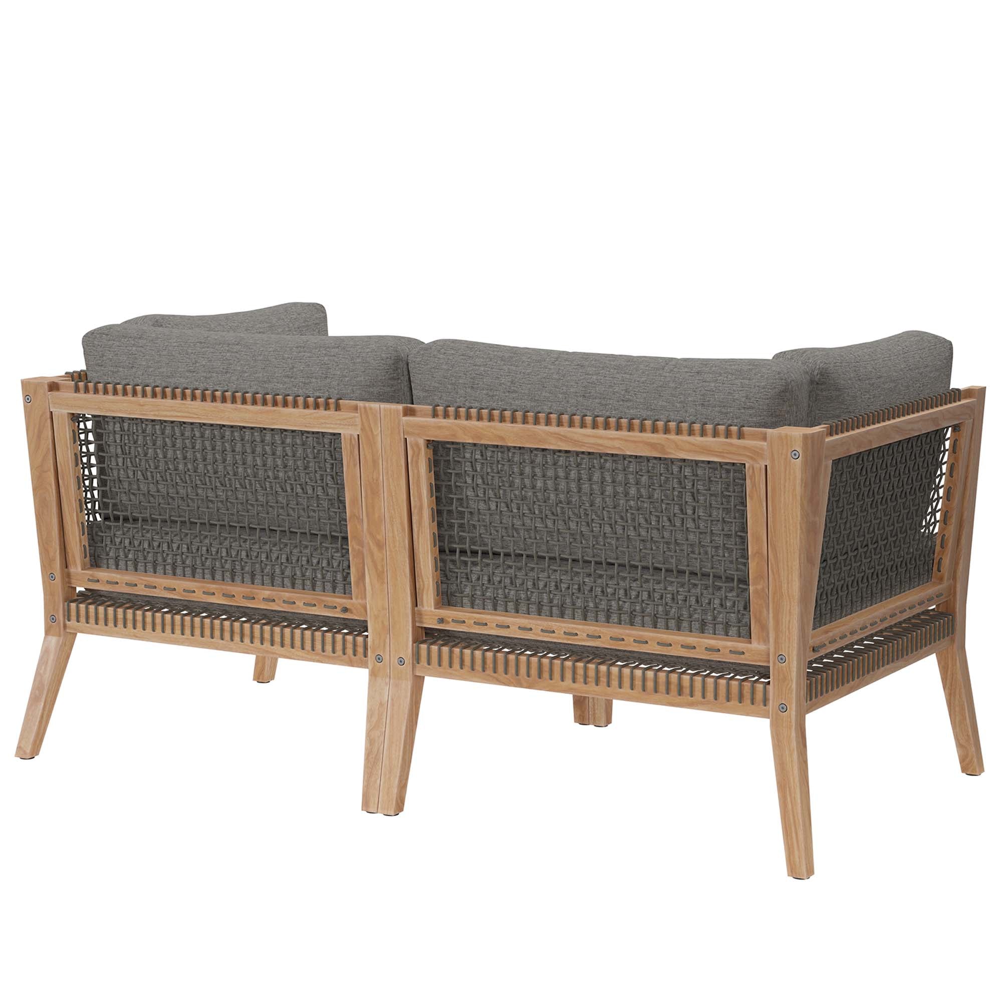 Clearwater Outdoor Patio Teak Wood Loveseat, Gray Graphite