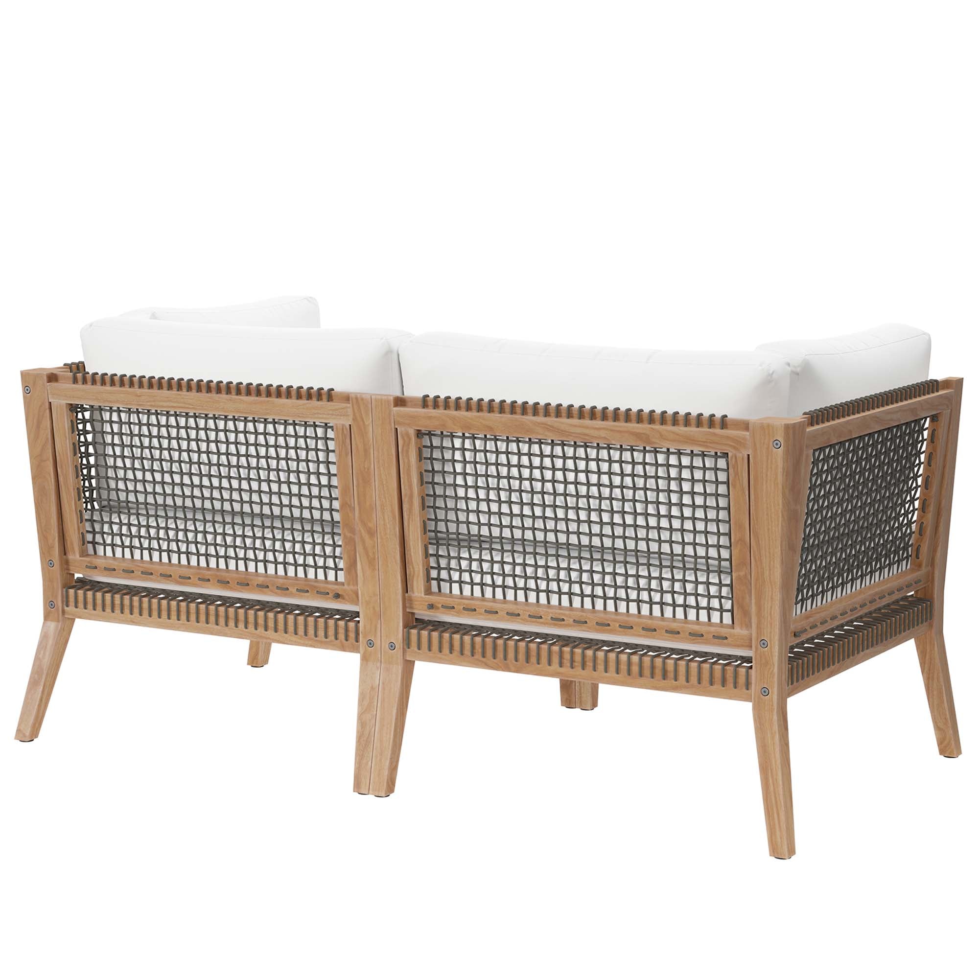 Clearwater Outdoor Patio Teak Wood Loveseat, Gray White