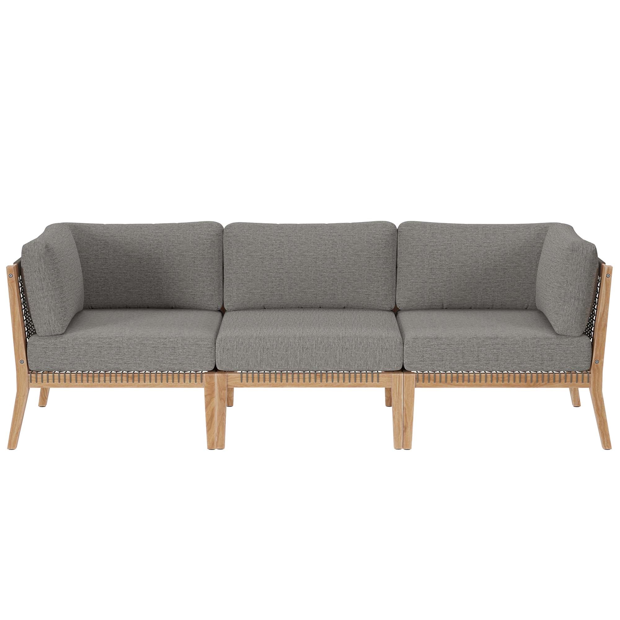 Clearwater Outdoor Patio Teak Wood Sofa, Gray Graphite